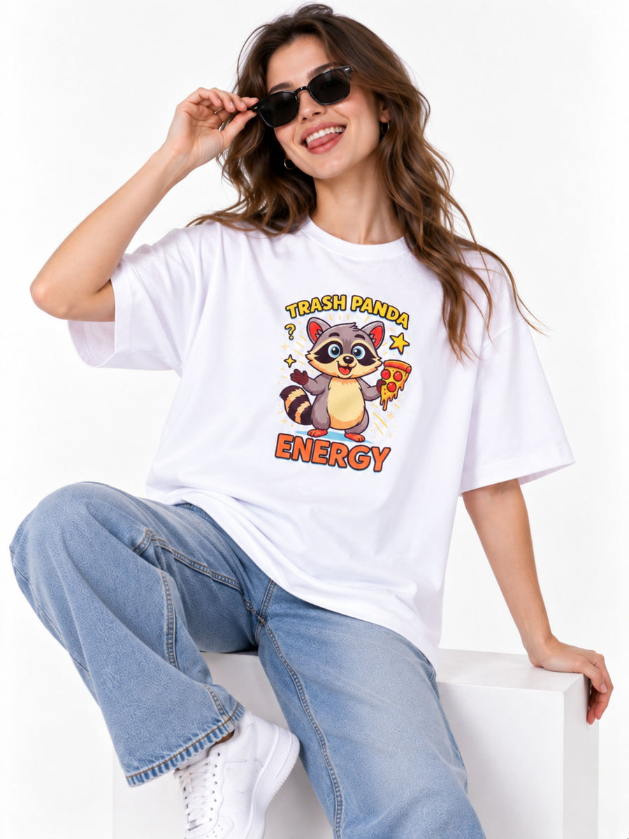 Trash Panda Energy | Raccoon Animal Archetype Oversized T-Shirt For Women