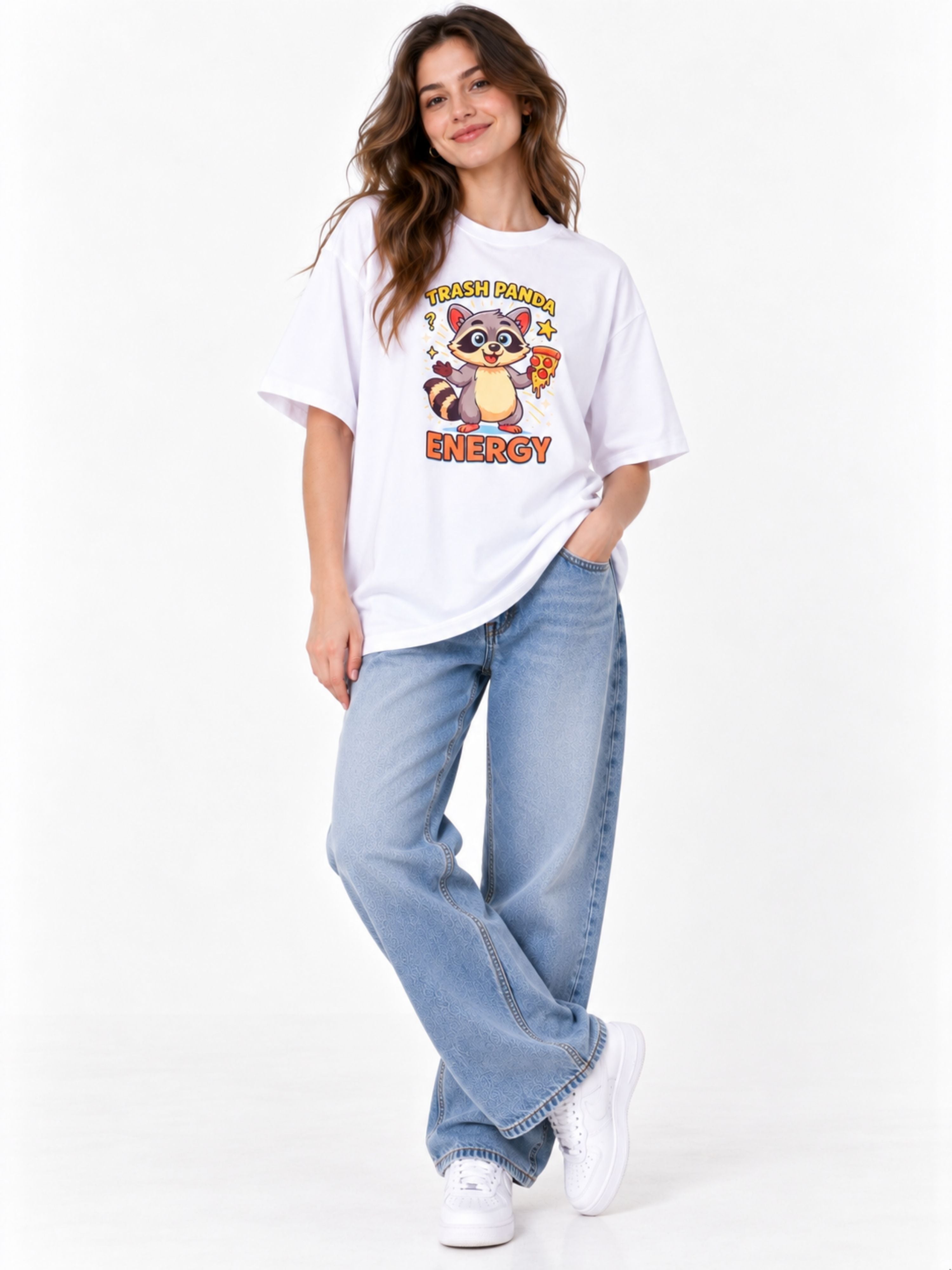 Trash Panda Energy | Raccoon Animal Archetype Oversized T-Shirt For Women