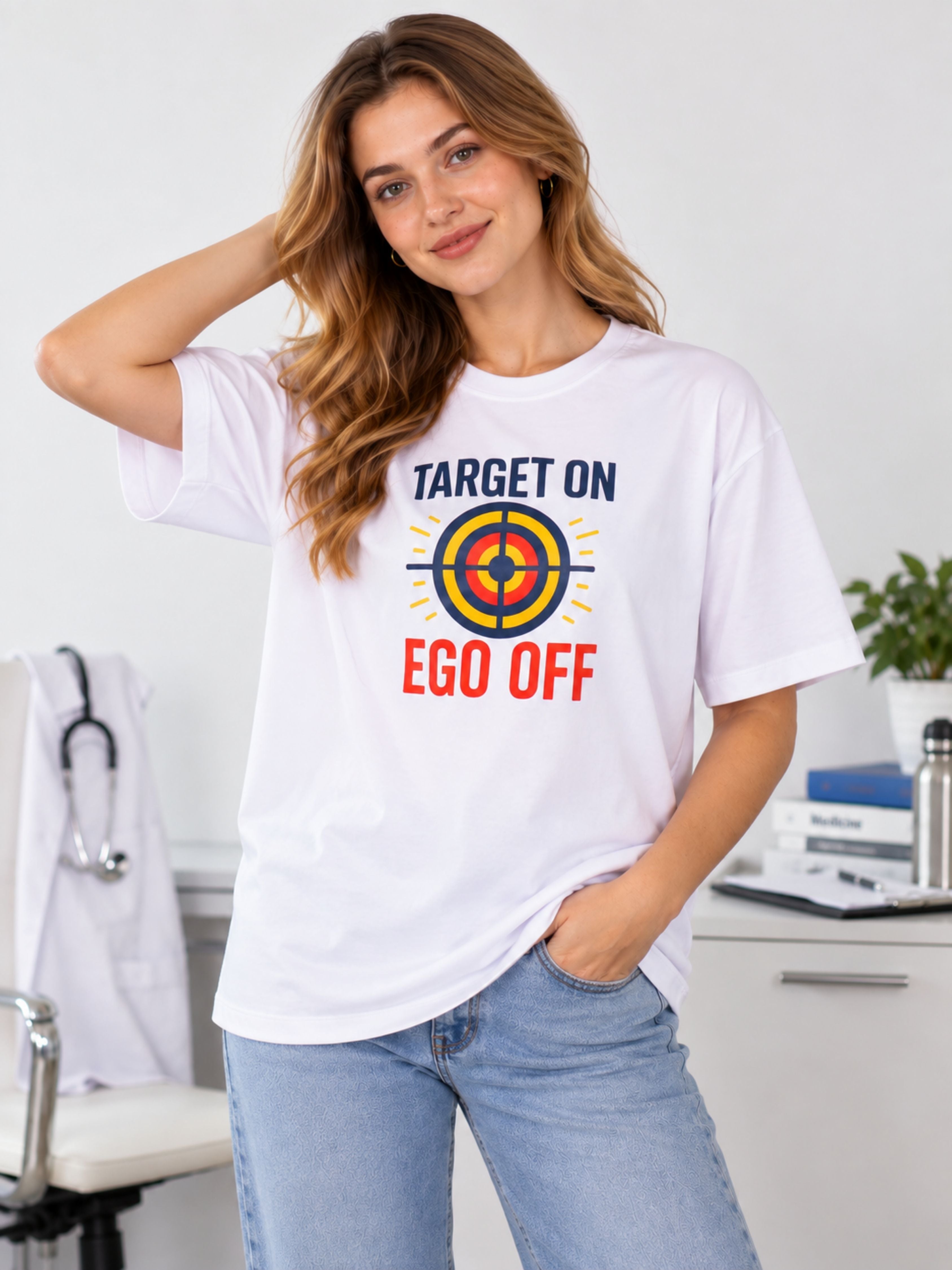 Medical Representative | Target ON, Ego OFF | Oversized Printed Tshirt For Women