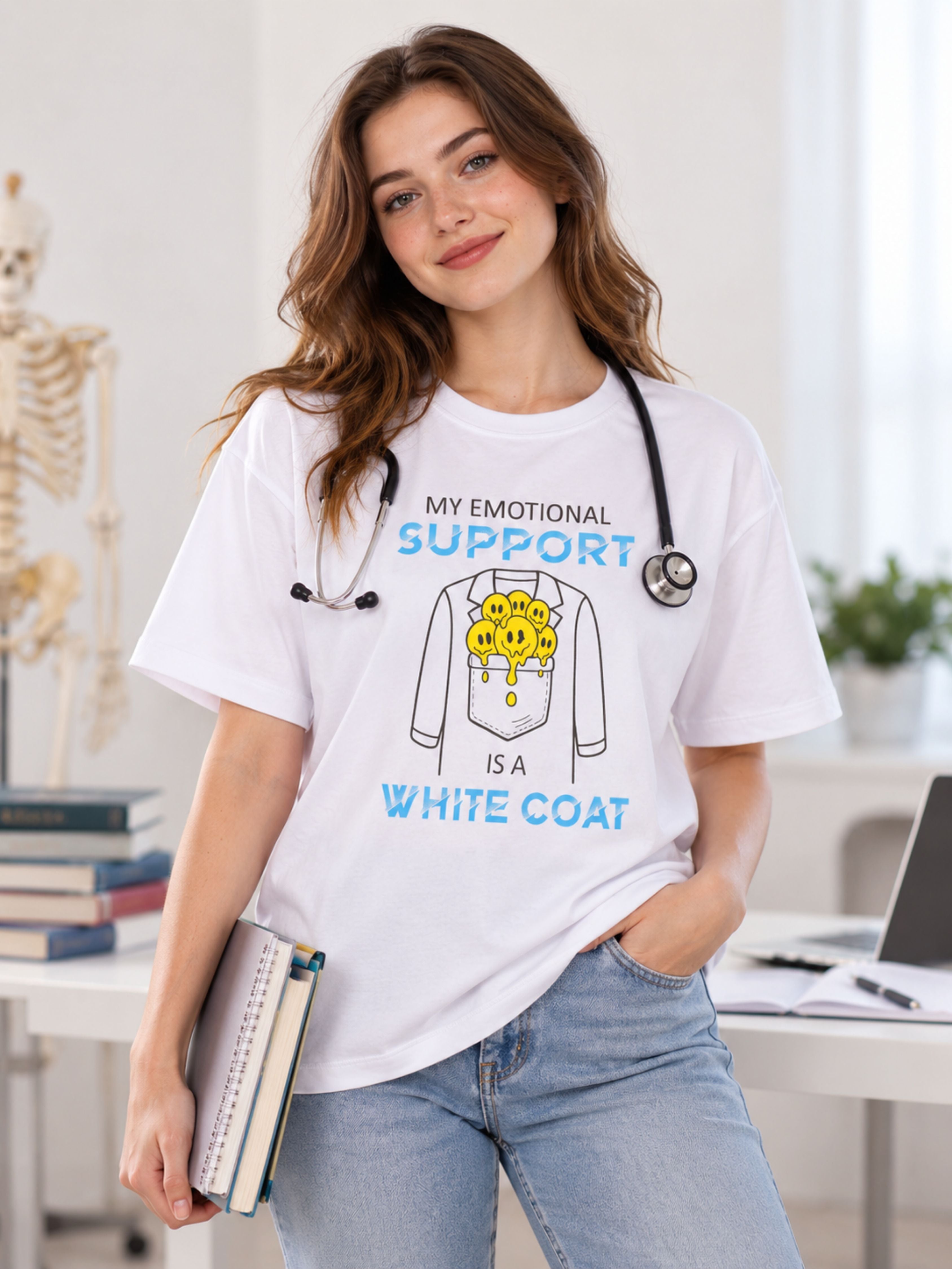 Medical Student | My Emotional Support Is A White Coat | Oversized Tshirt For Women