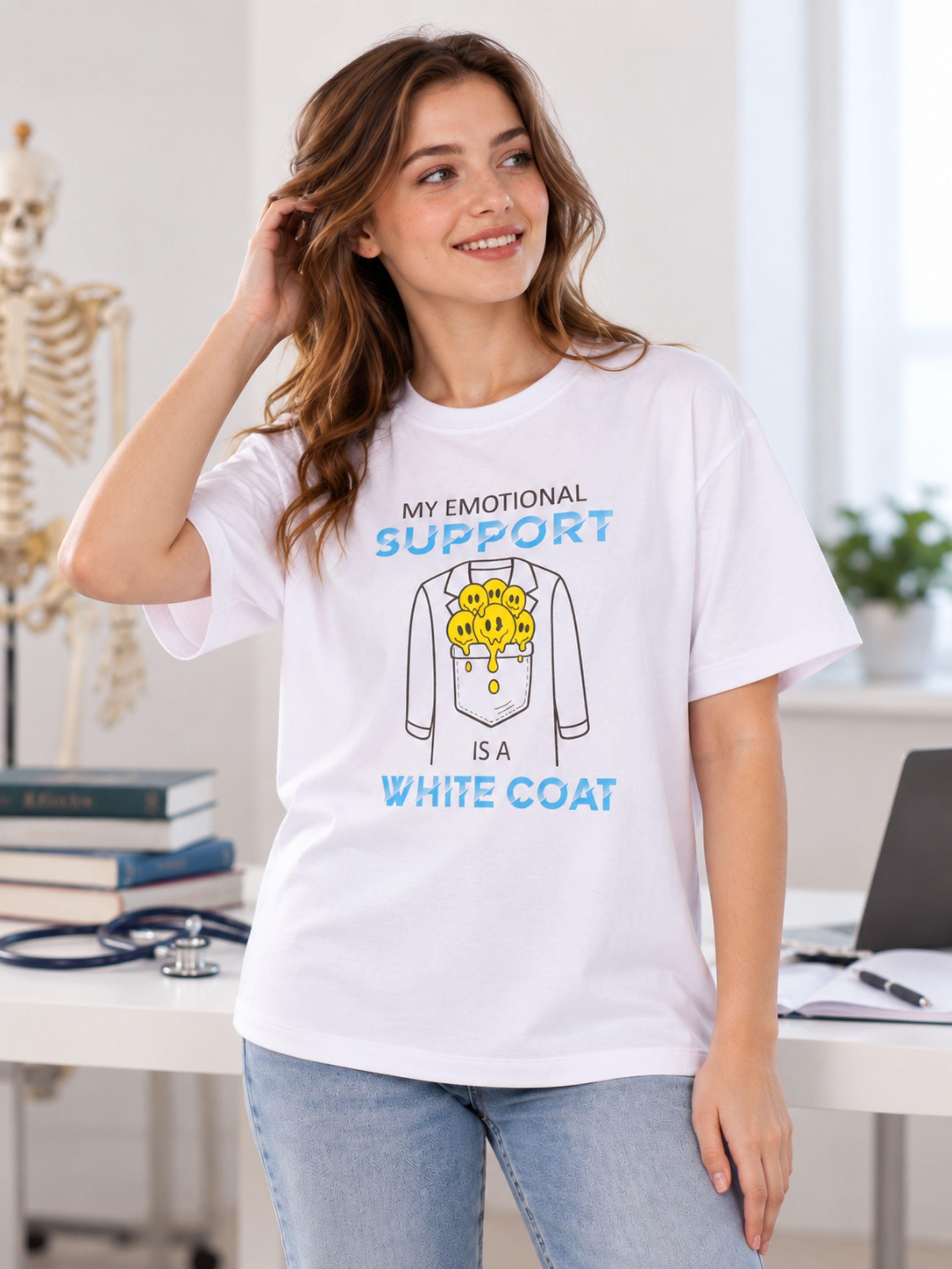 Medical Student | My Emotional Support Is A White Coat | Oversized Tshirt For Women