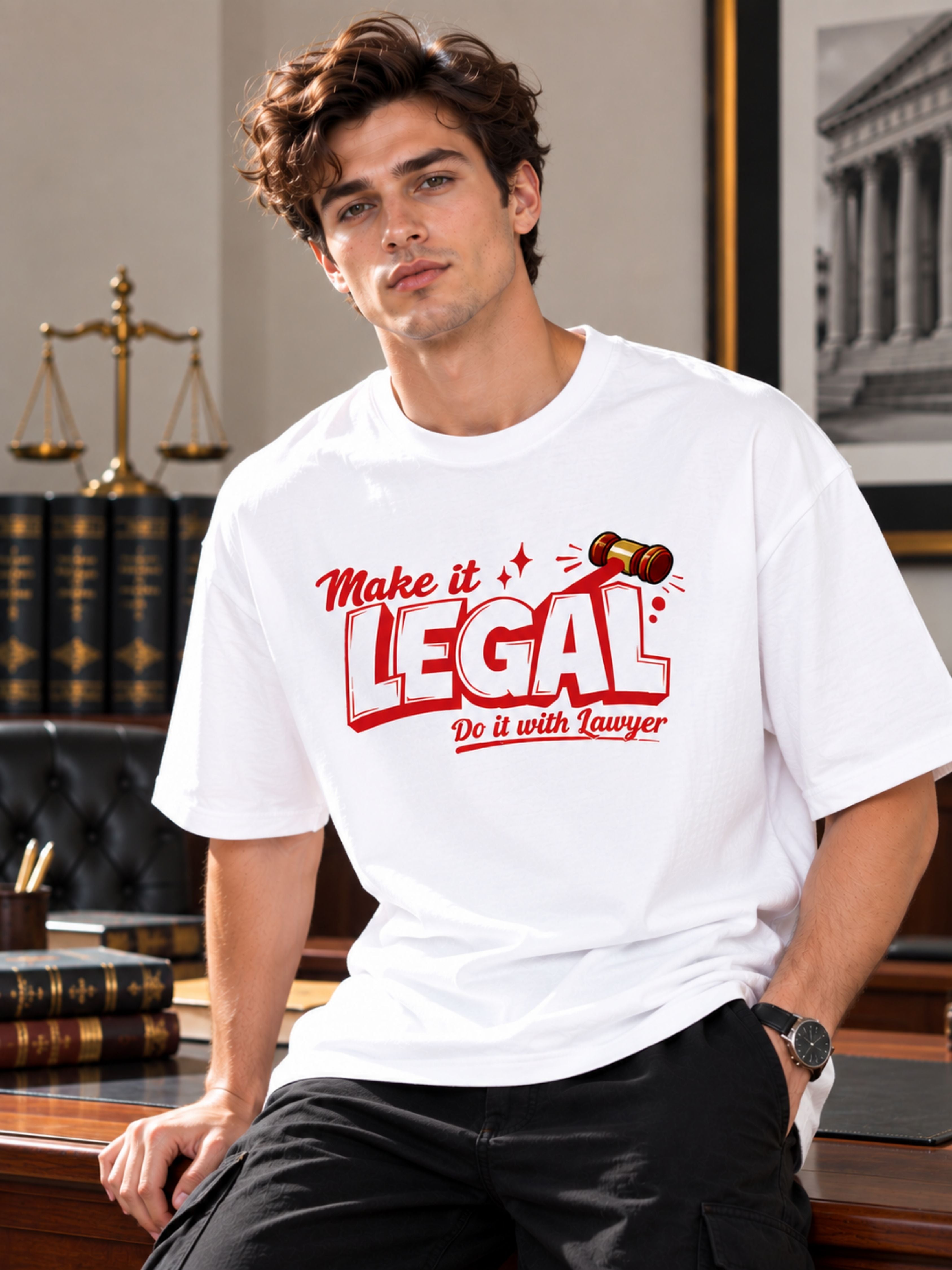 Lawyer | Make It Legal Do It With Laywer | Oversized Quote T-Shirt For Men