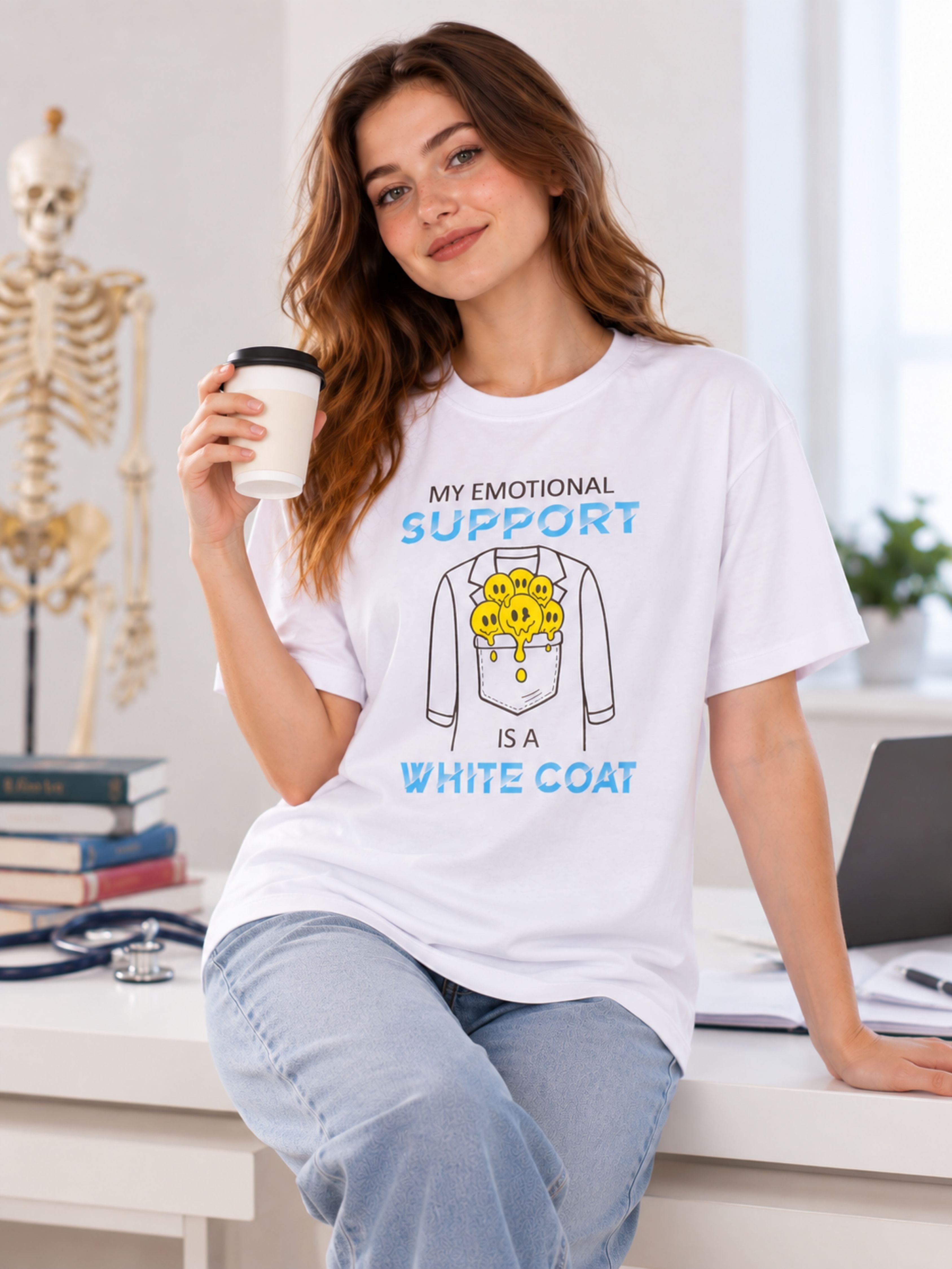 Medical Student | My Emotional Support Is A White Coat | Oversized Tshirt For Women