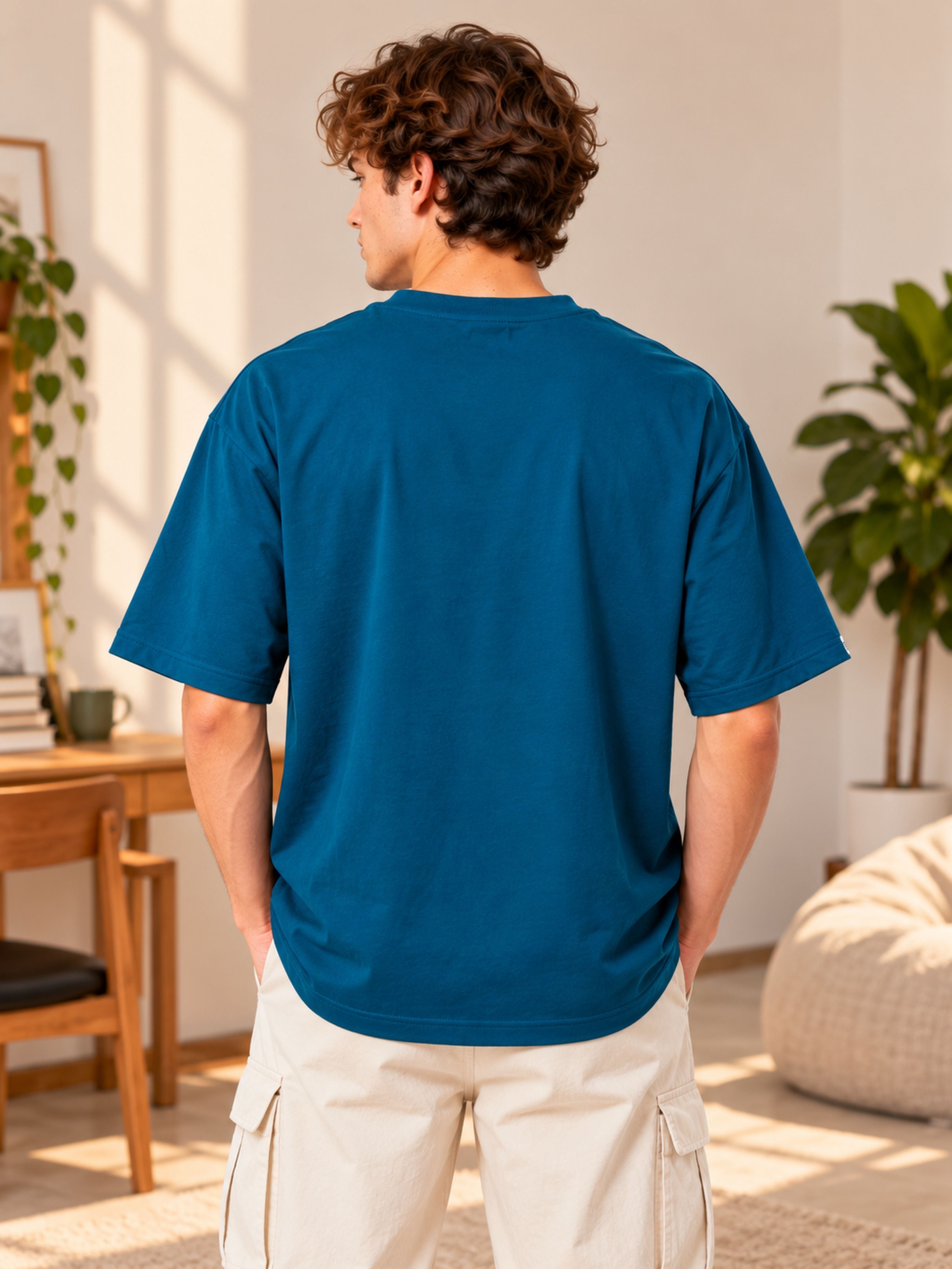 Introverts | Standing Alone Still Festive Oversized T-Shirt for Men | Trendy Color Teal
