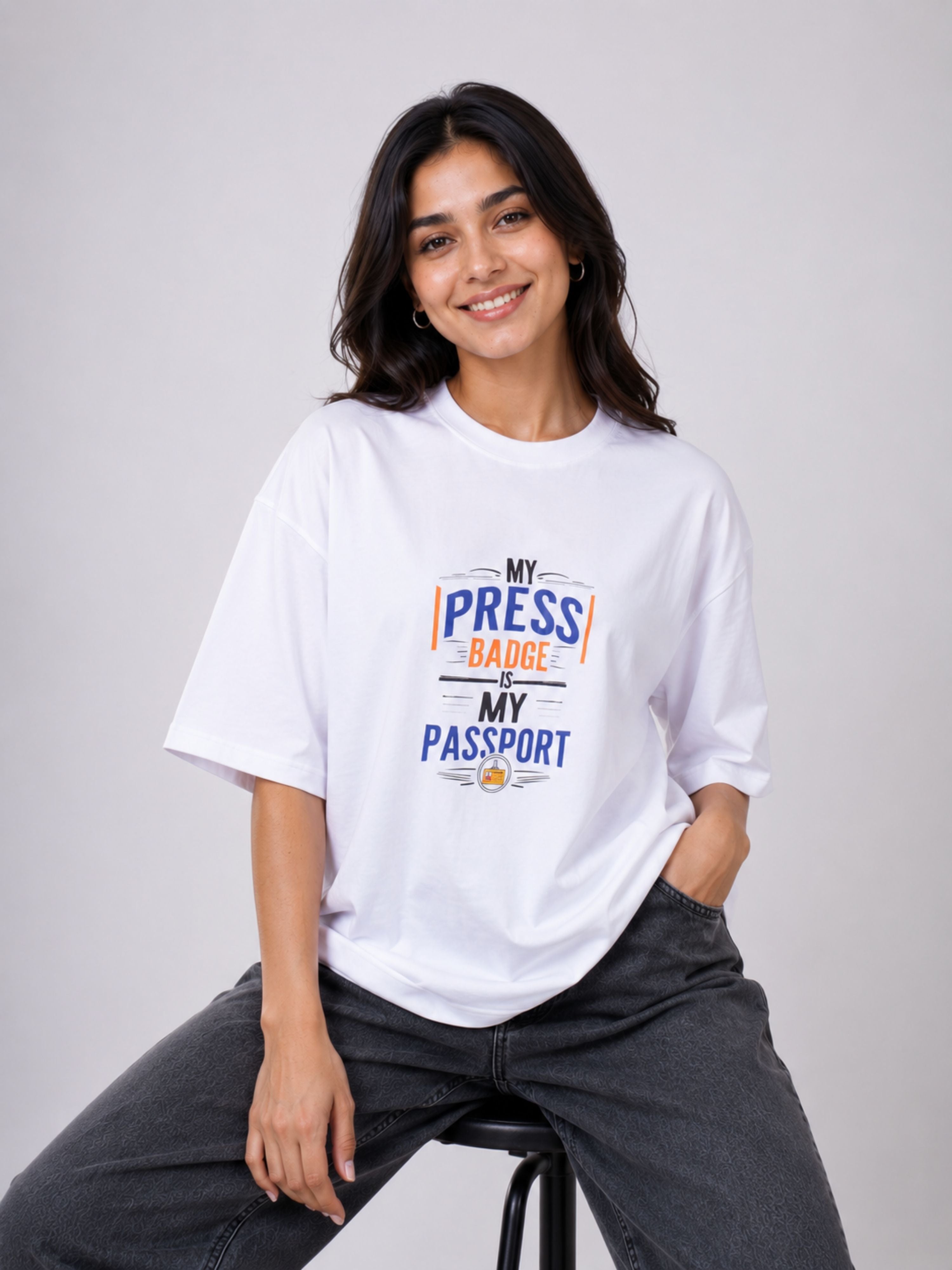 Journalists | My Press Badge Is My Passport | Oversized T-shirt For Women