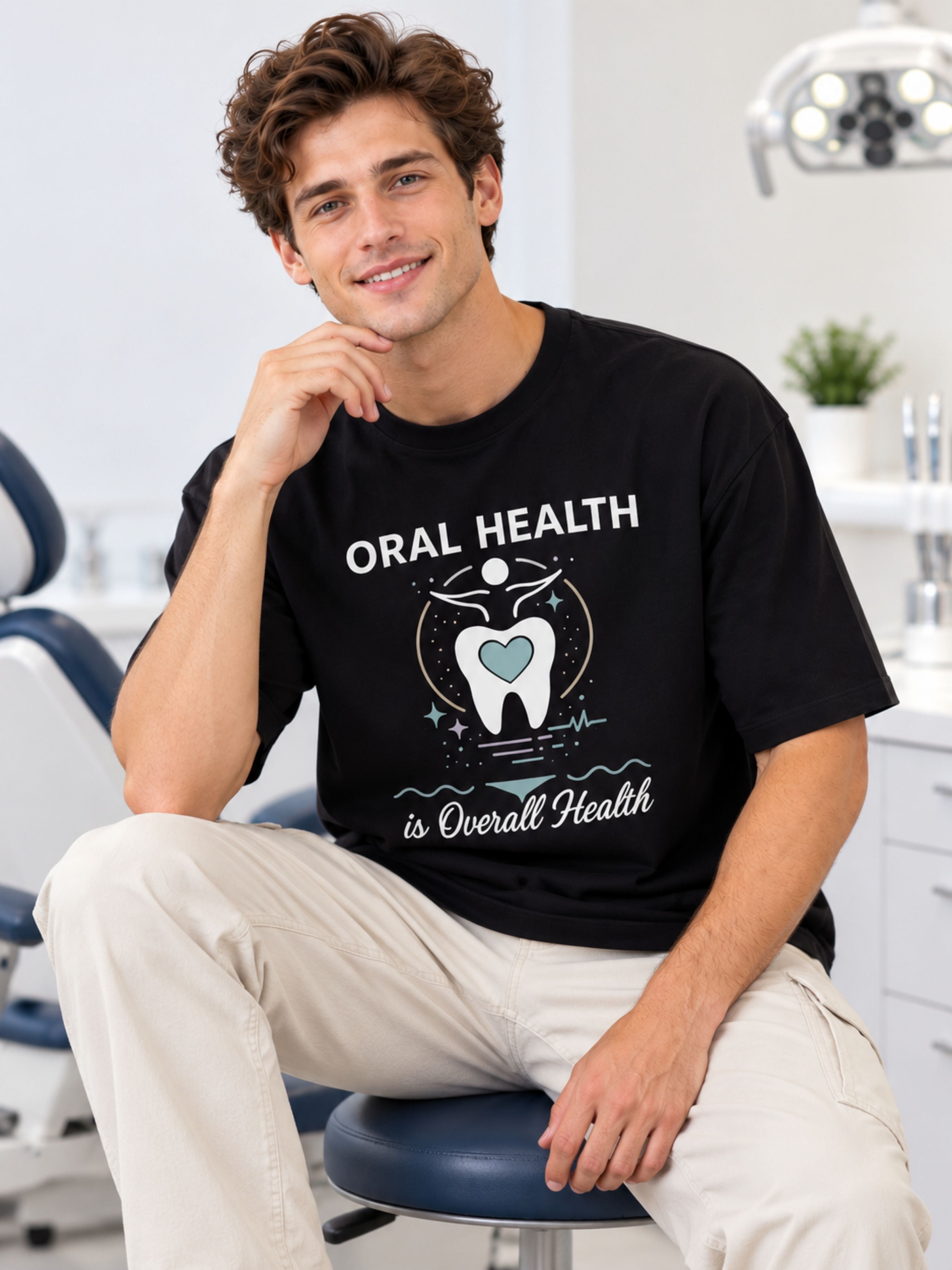 Dentist | Oral Health Is Overall Health | Oversized Printed T-shirt For Men