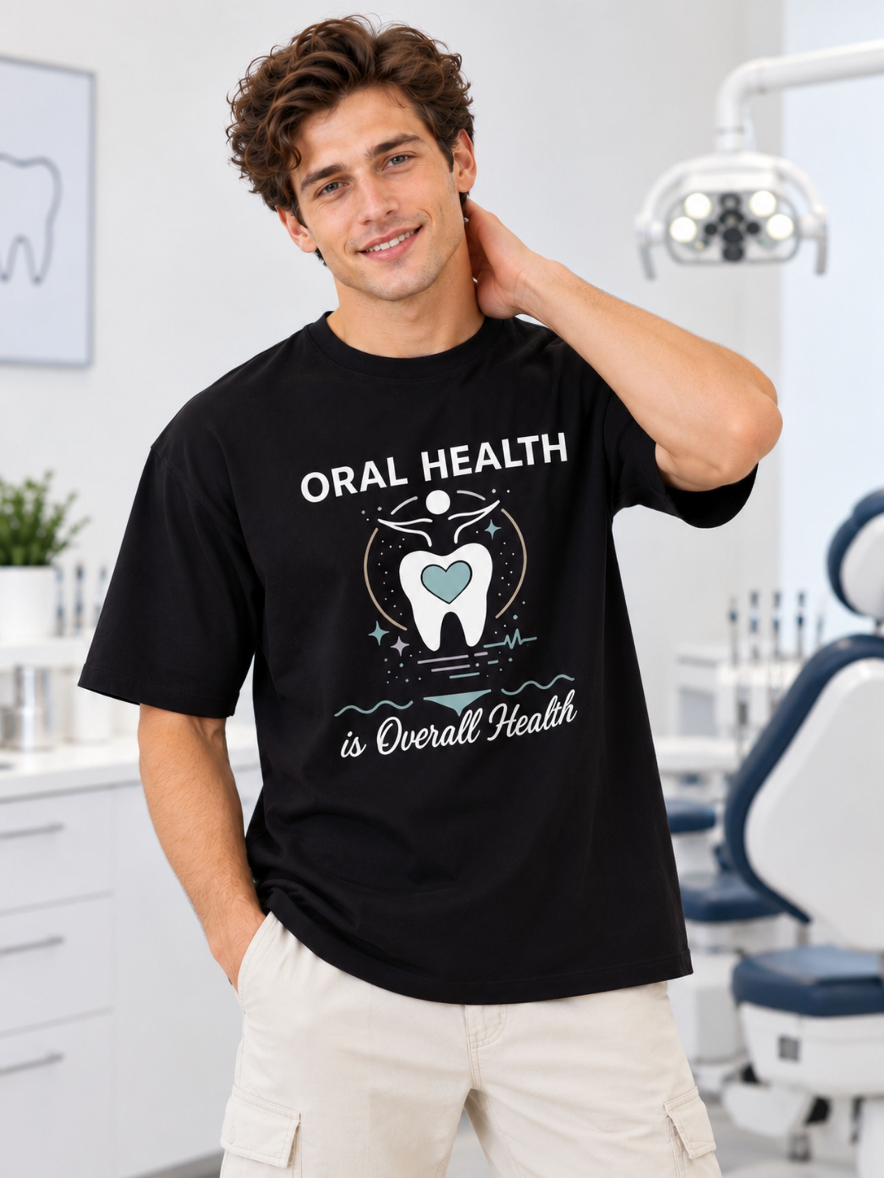 Dentist | Oral Health Is Overall Health | Oversized Printed T-shirt For Men