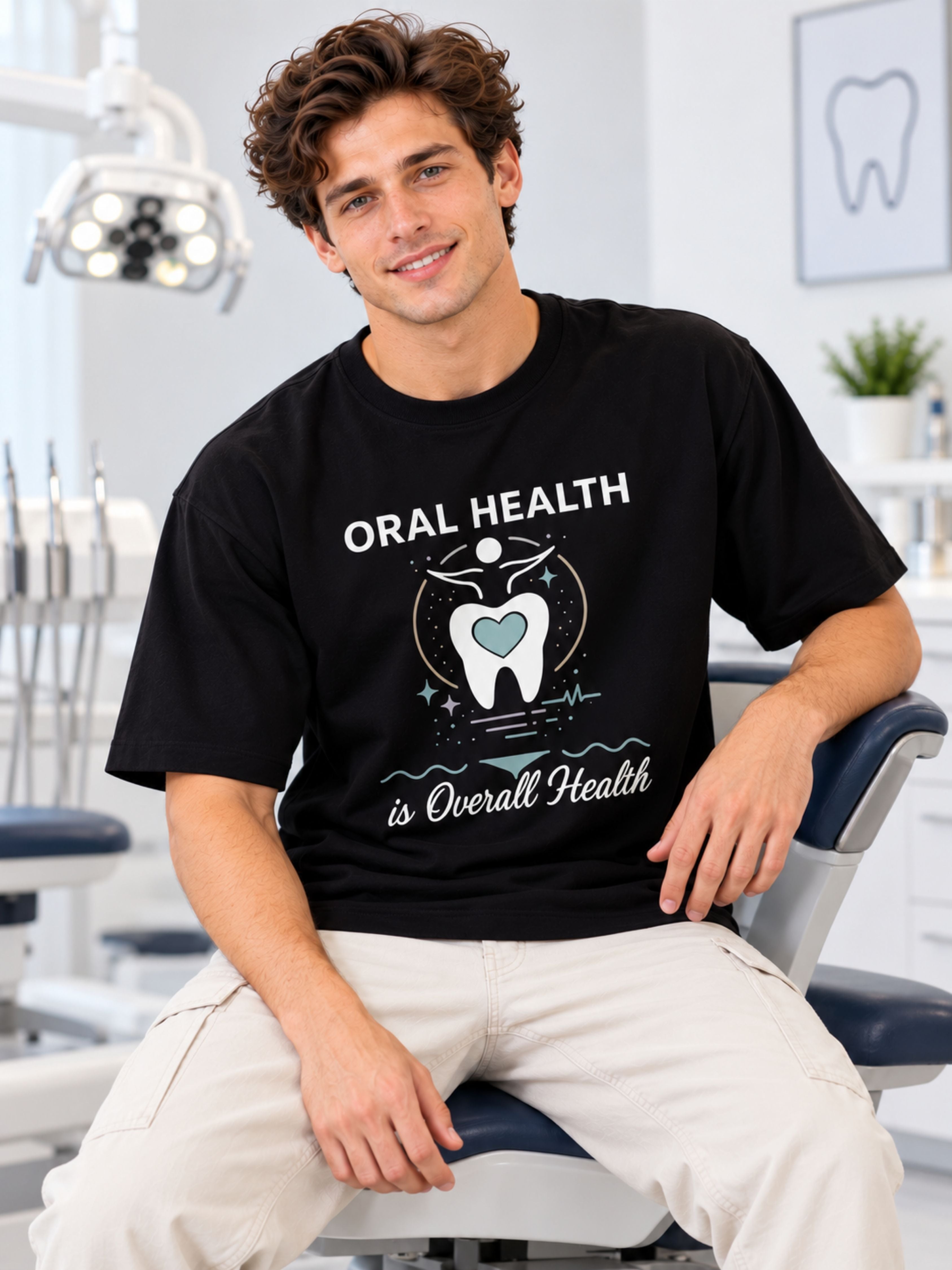 Dentist | Oral Health Is Overall Health | Oversized Printed T-shirt For Men