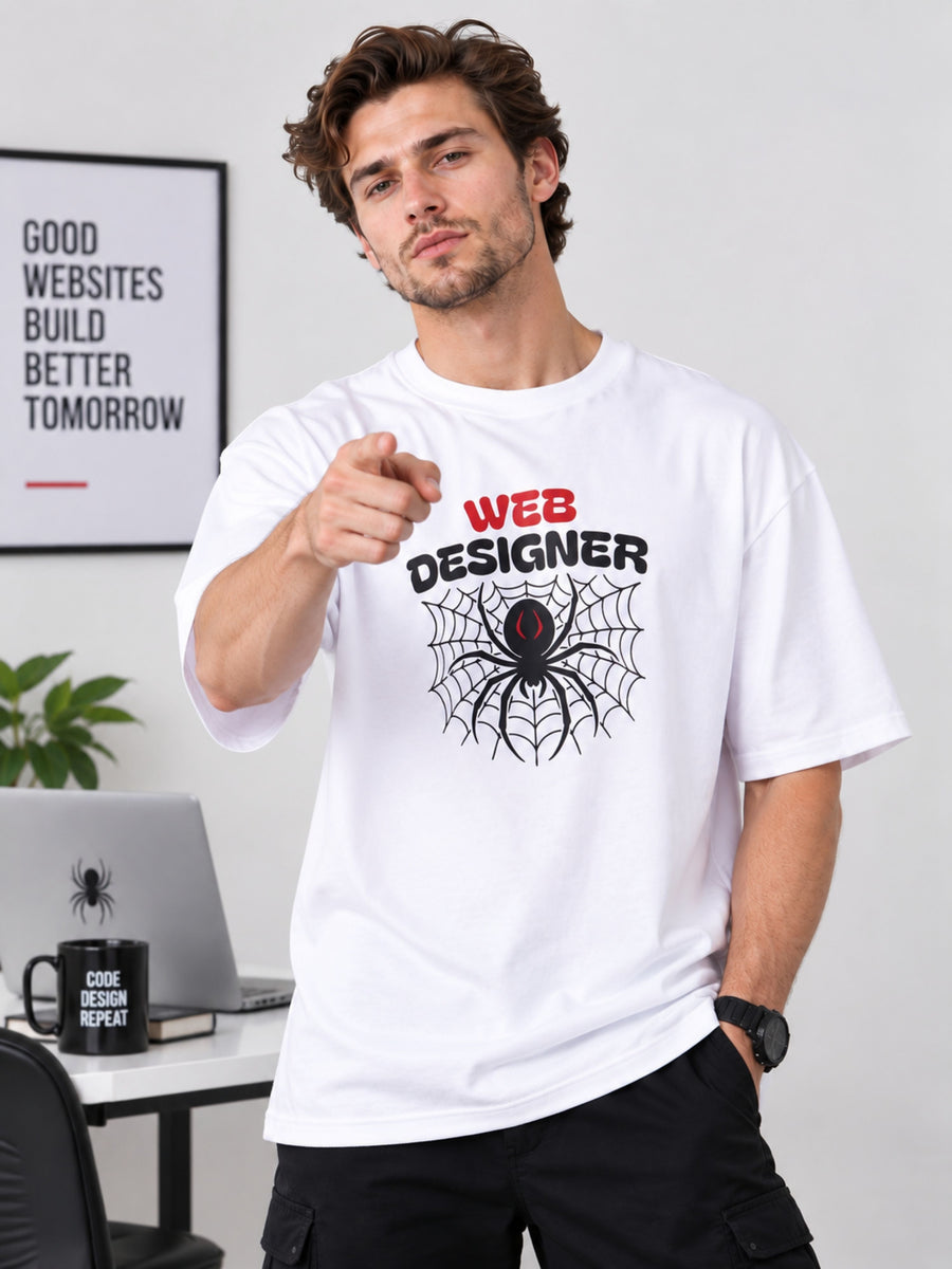 Web Designer | Spider Animal Archetype Oversized T-Shirt For Men