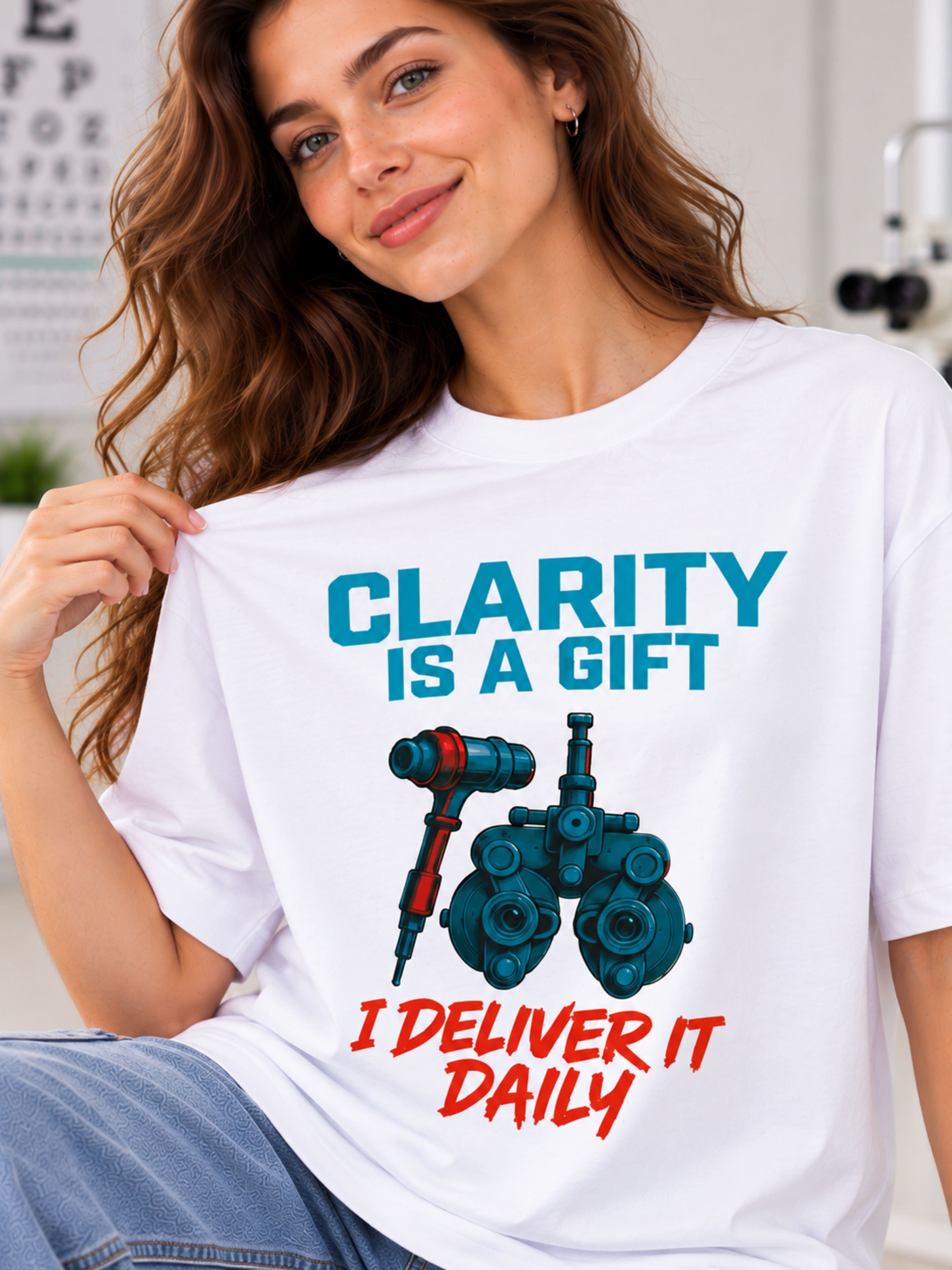 Opthalmologist | Clarity Is A Gift. I Deliver It Daily | Oversized Graphic T shirt For Women