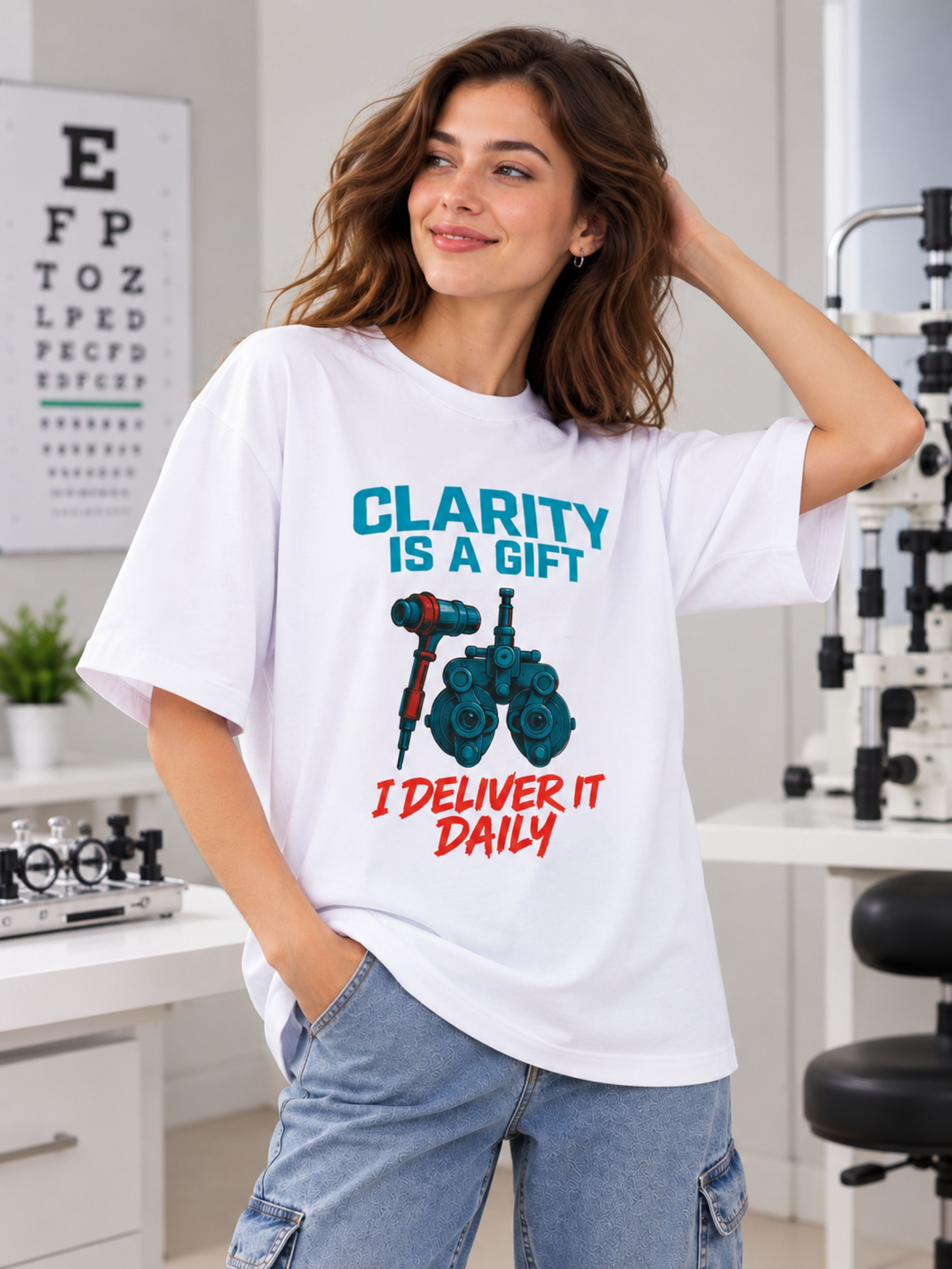 Opthalmologist | Clarity Is A Gift. I Deliver It Daily | Oversized Graphic T shirt For Women