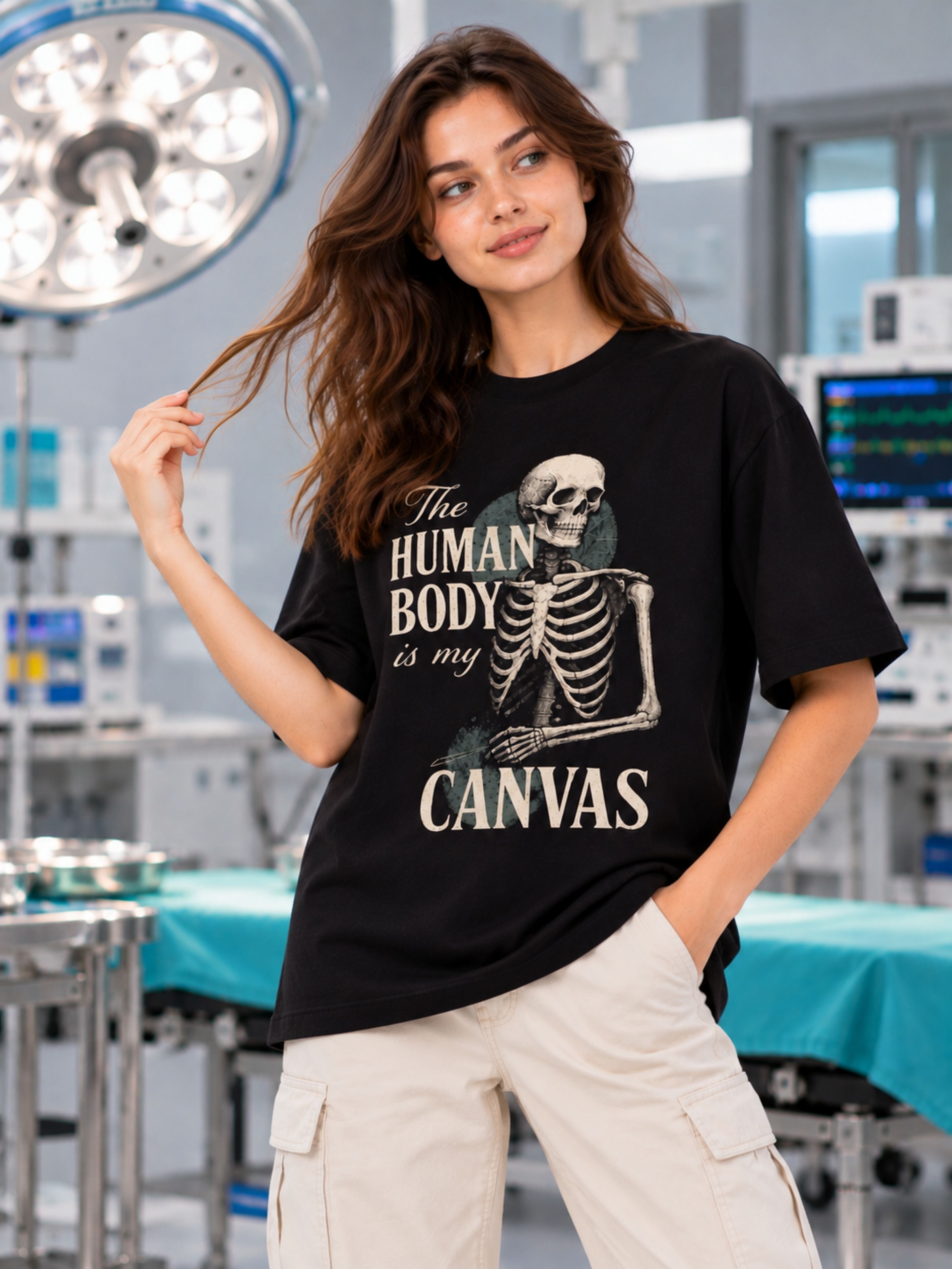 Surgeon | The Human Body Is My Canvas | Oversized Printed Tshirt For Women