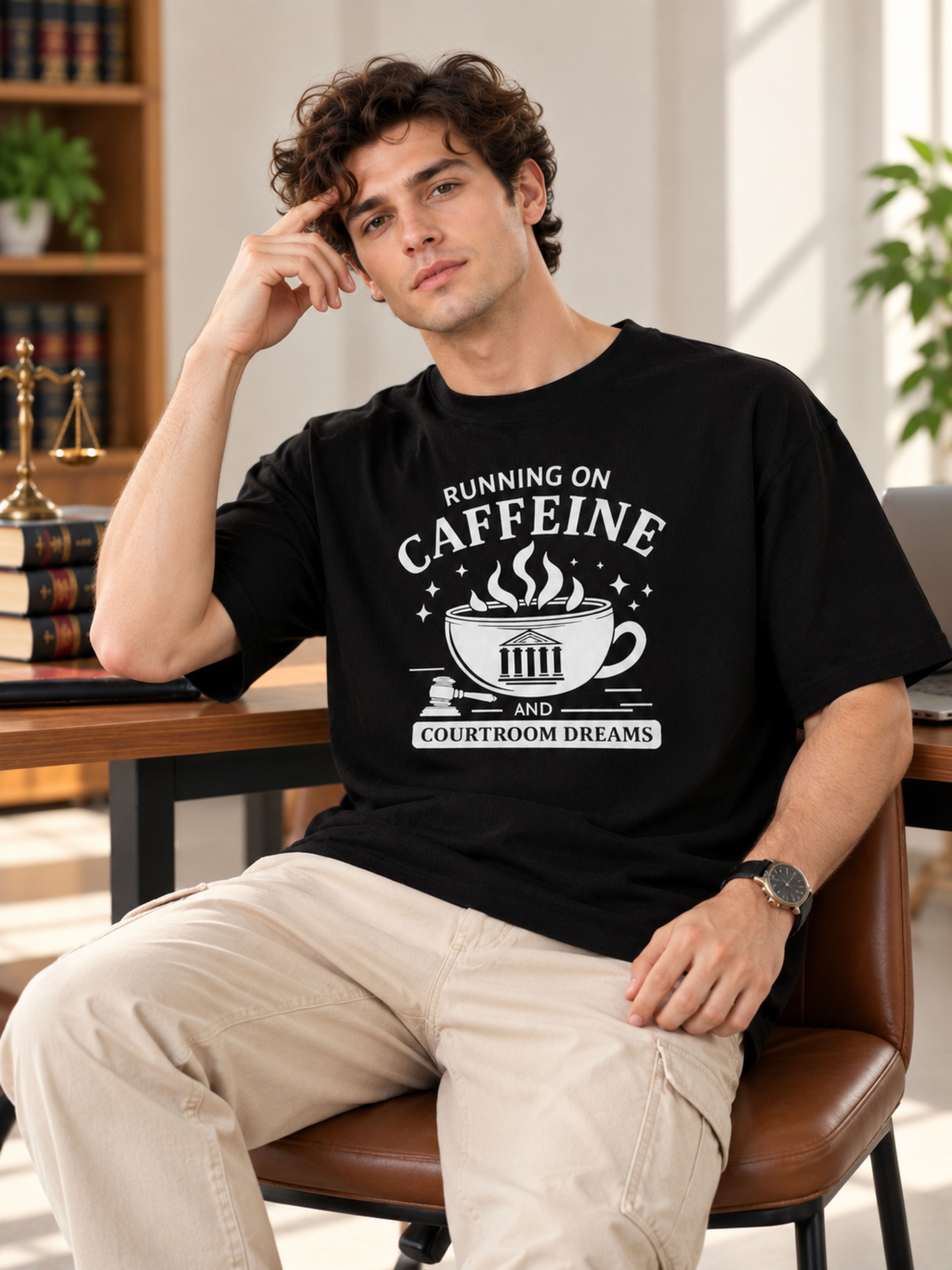 Judicial Intern | Running On Caffeine And Courtroom Dreams | Oversized T-Shirt For Men