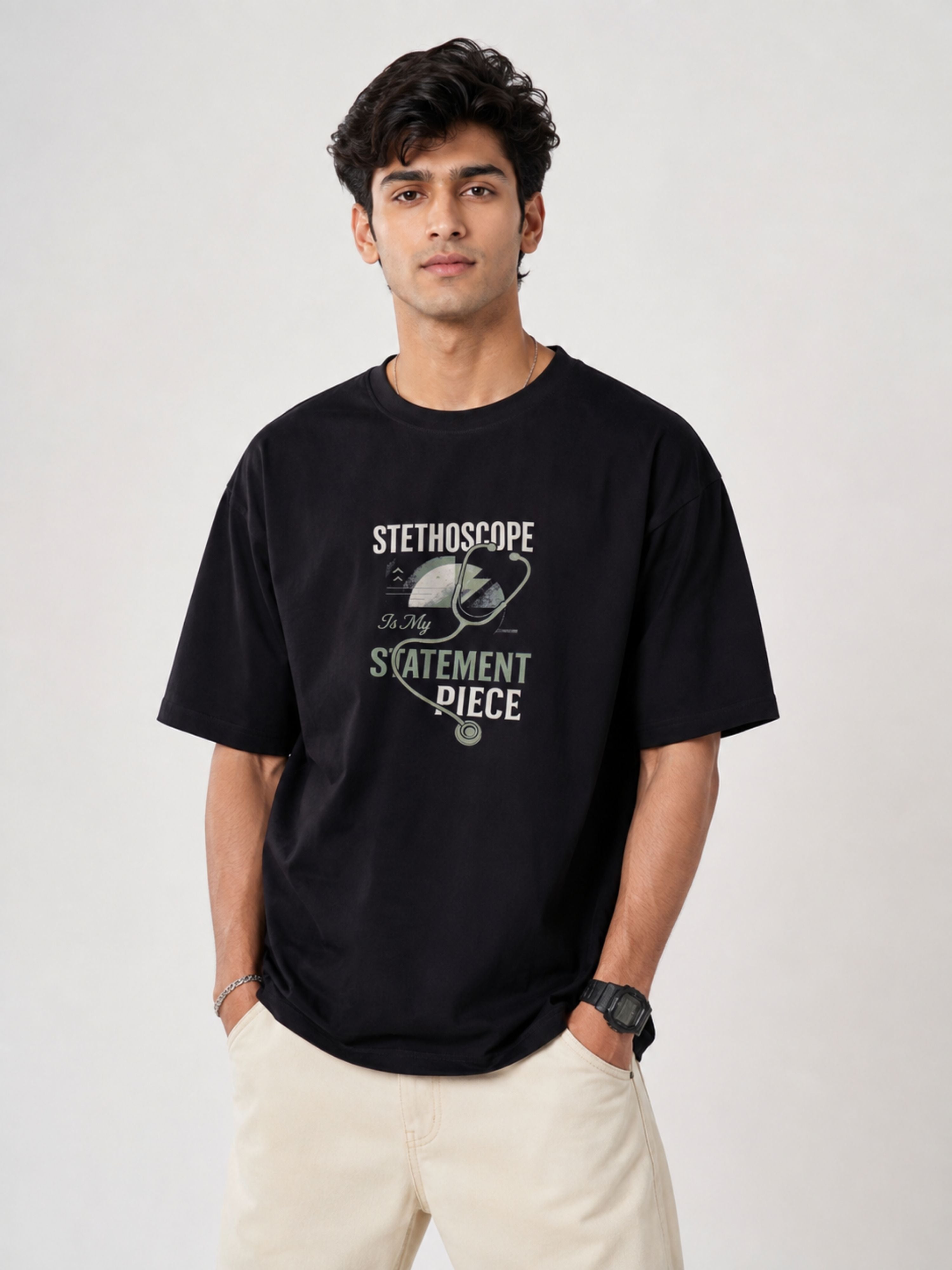 Physician | Stethoscope Is My Statement Piece | Oversized Cool Printed Tshirt For Men