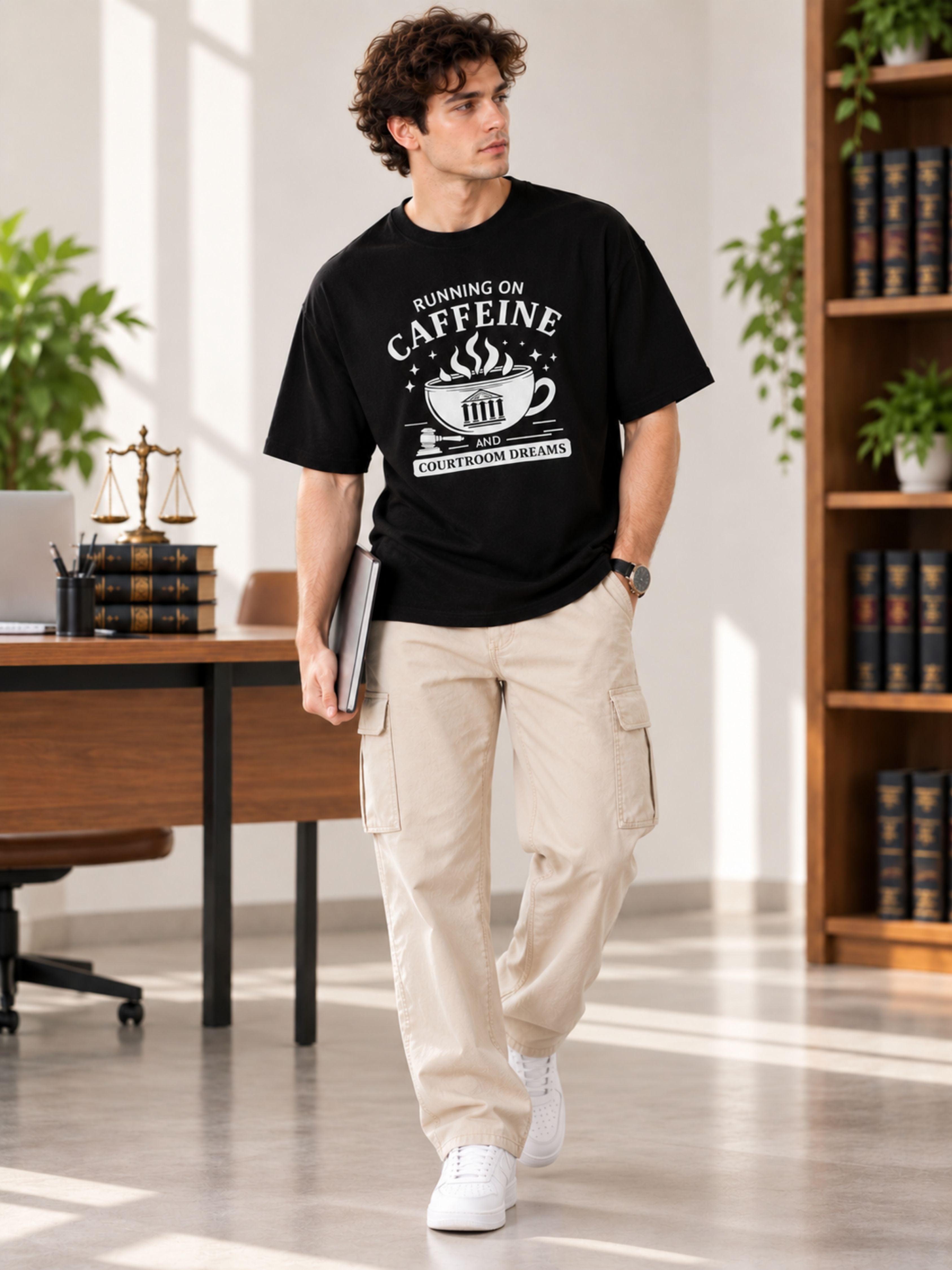 Judicial Intern | Running On Caffeine And Courtroom Dreams | Oversized T-Shirt For Men