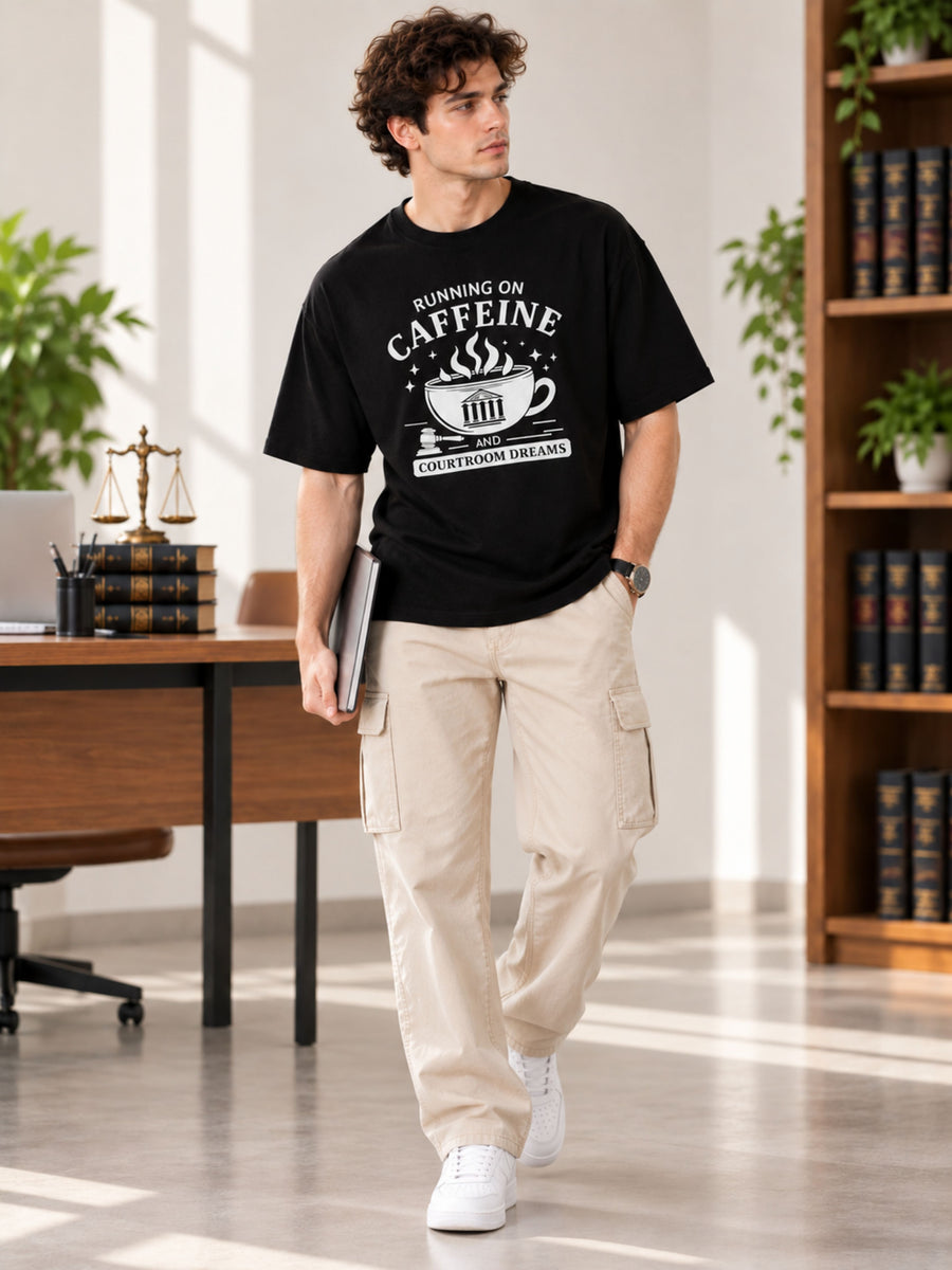 Judicial Intern | Running On Caffeine And Courtroom Dreams | Oversized T-Shirt For Men