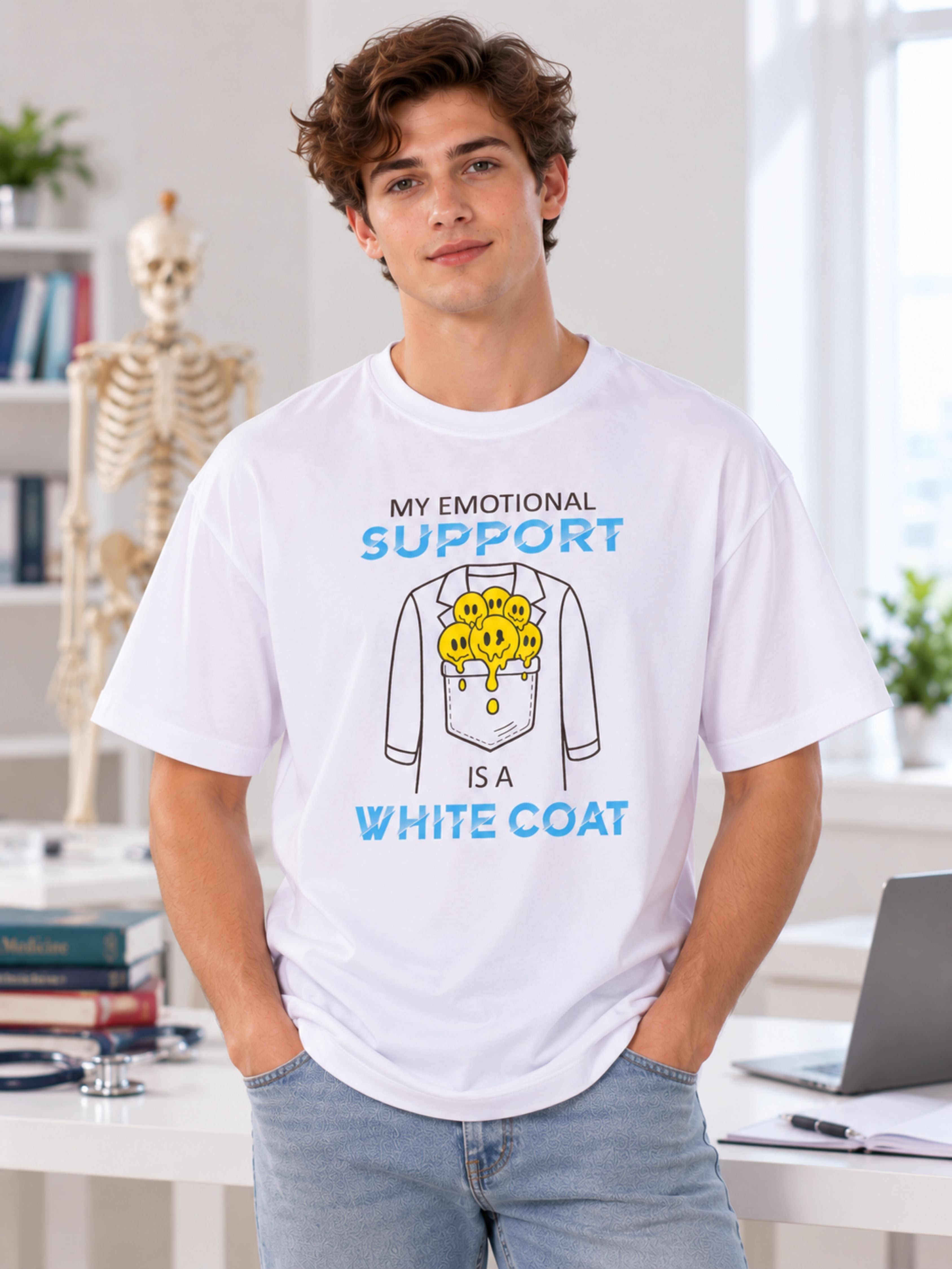 Medical Students | My Emotional Support Is A White Coat | Oversized Tshirt For Men