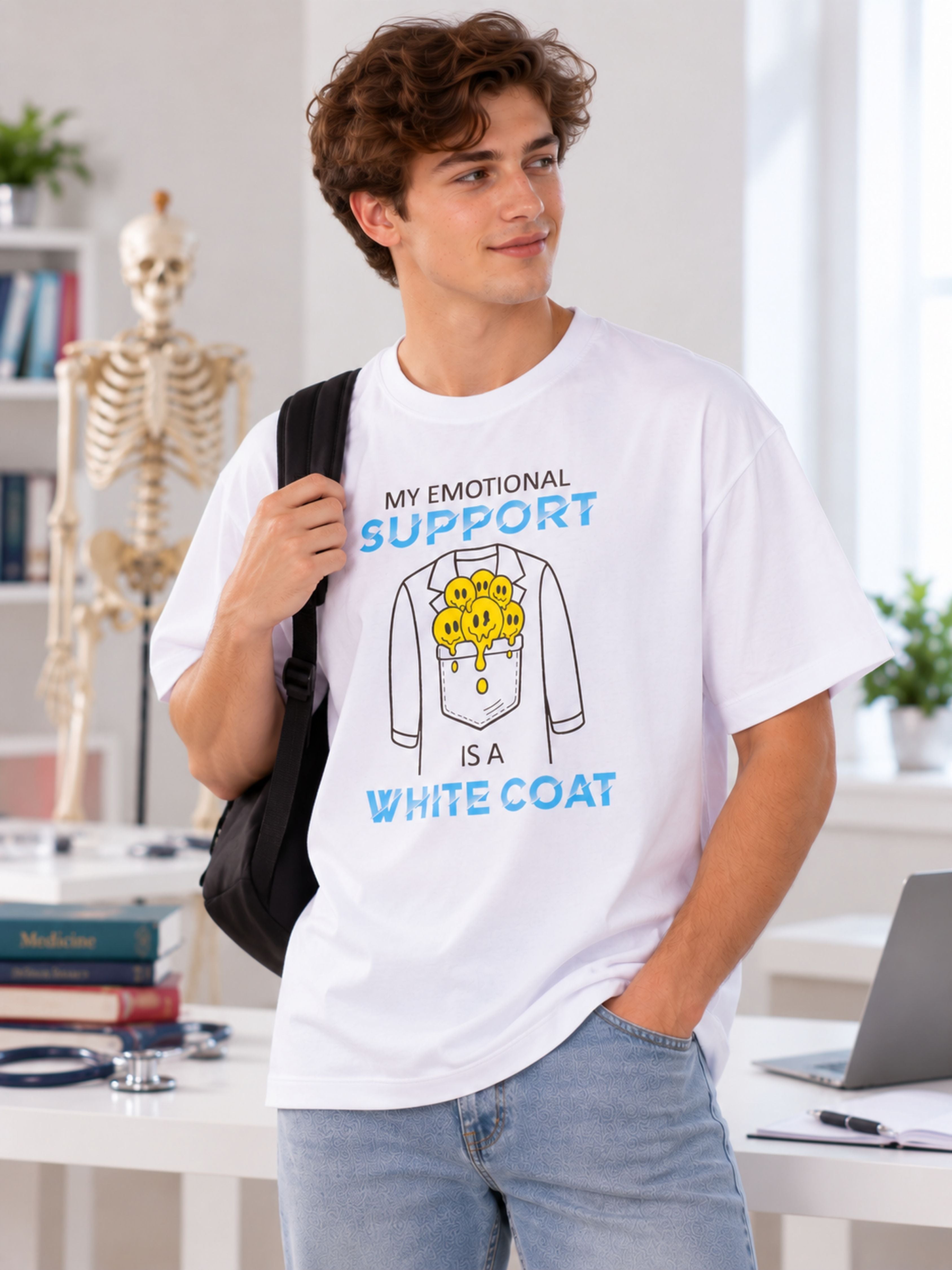 Medical Students | My Emotional Support Is A White Coat | Oversized Tshirt For Men