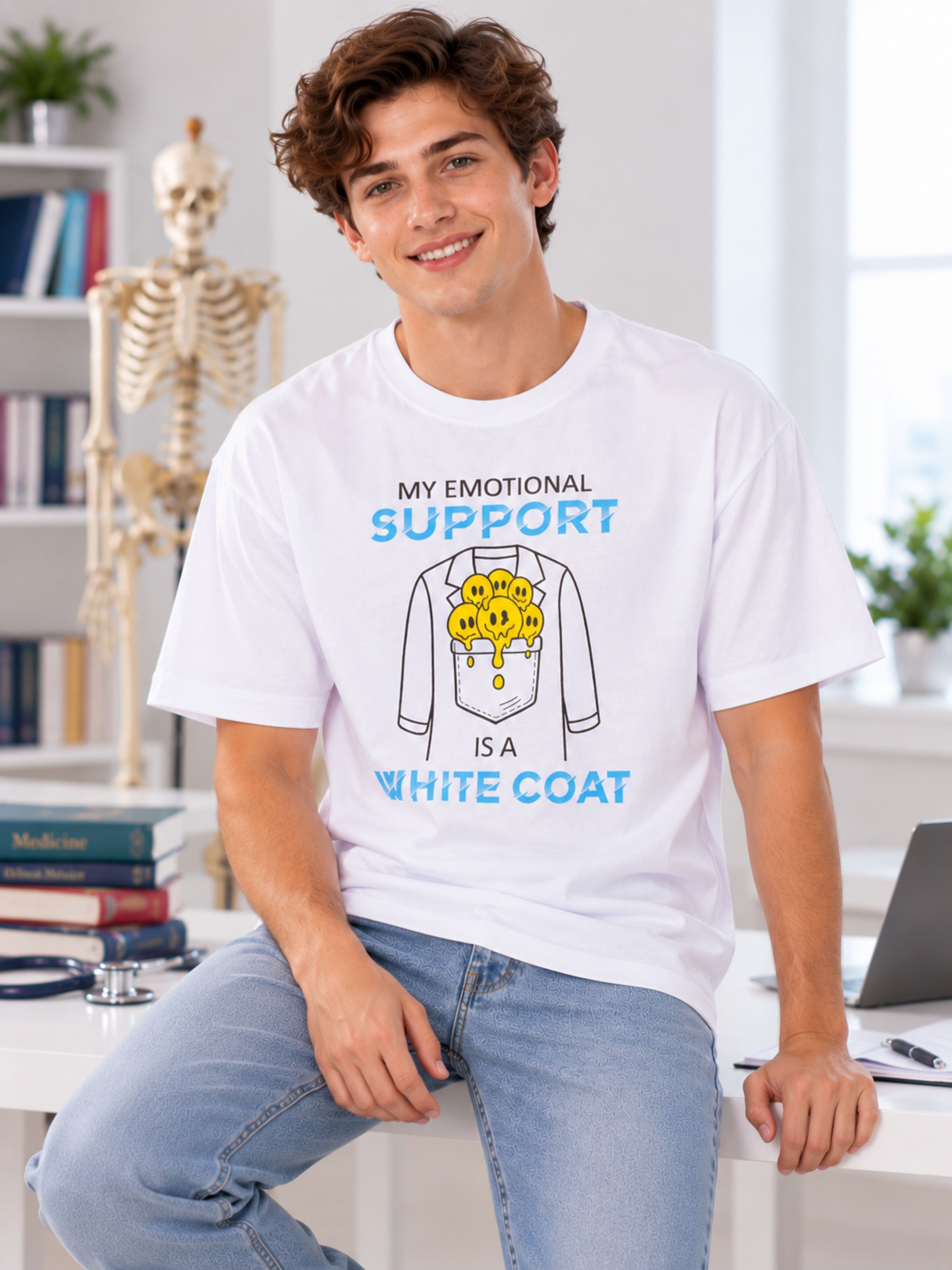 Medical Students | My Emotional Support Is A White Coat | Oversized Tshirt For Men