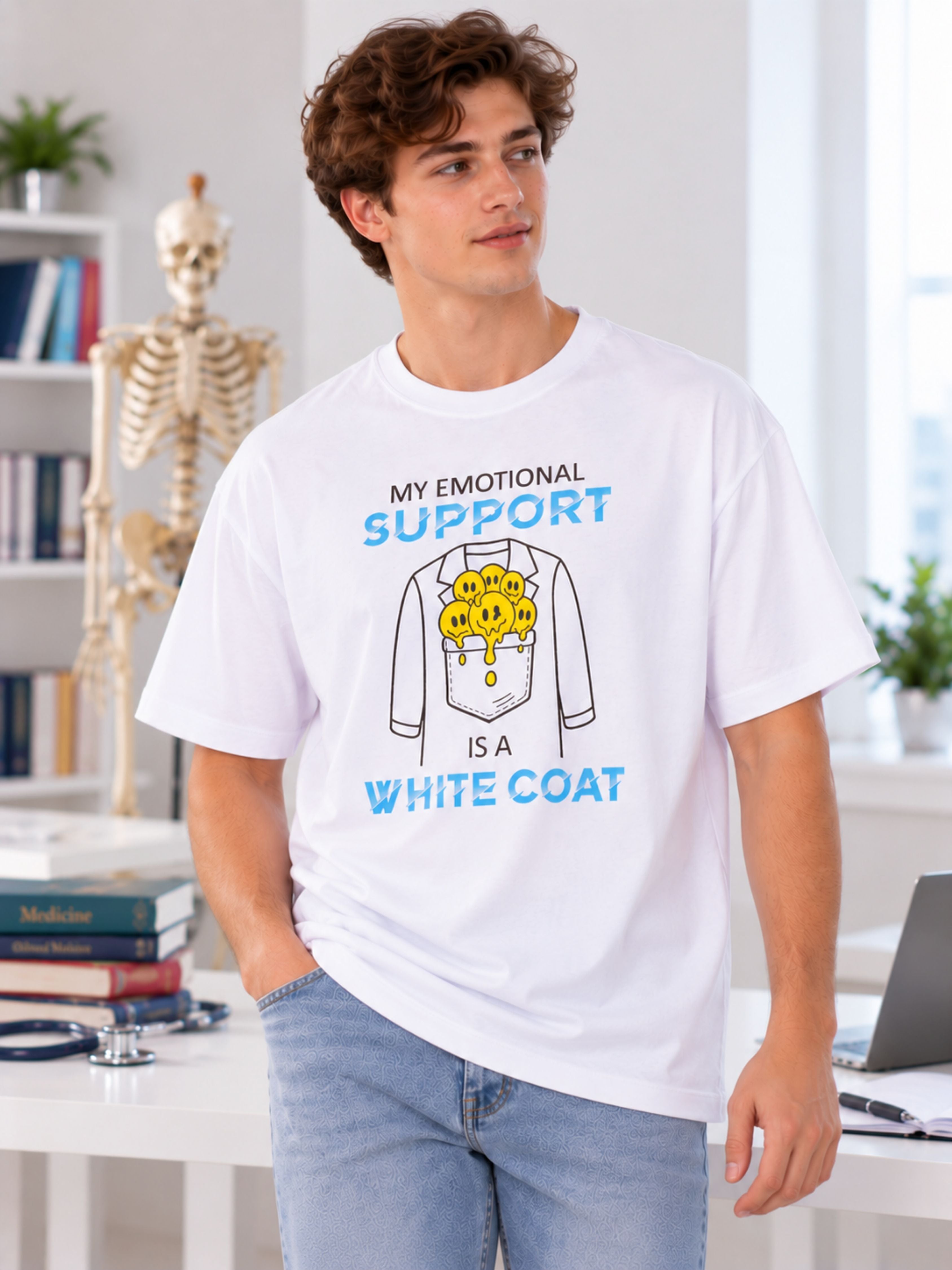 Medical Students | My Emotional Support Is A White Coat | Oversized Tshirt For Men