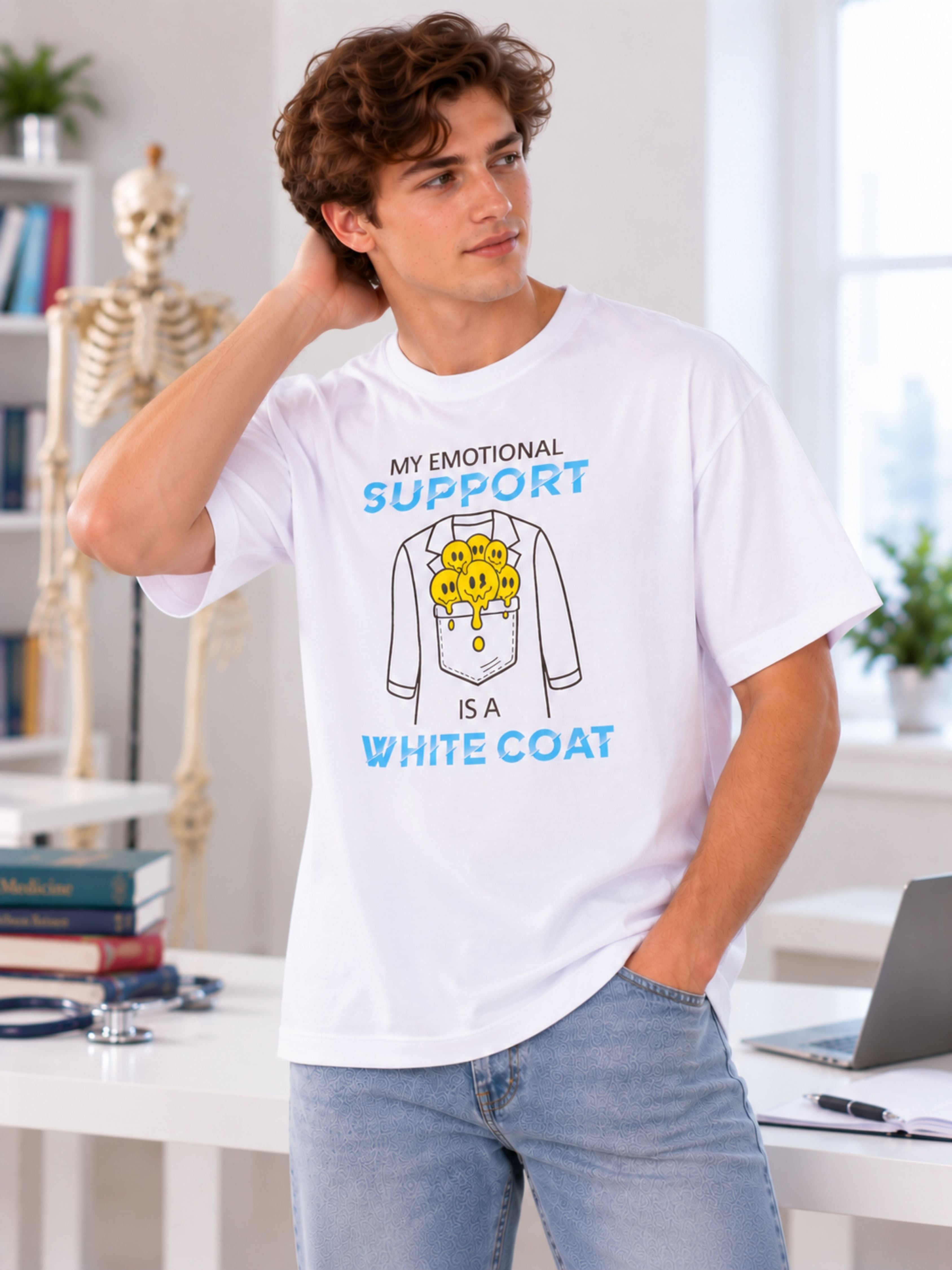 Medical Students | My Emotional Support Is A White Coat | Oversized Tshirt For Men