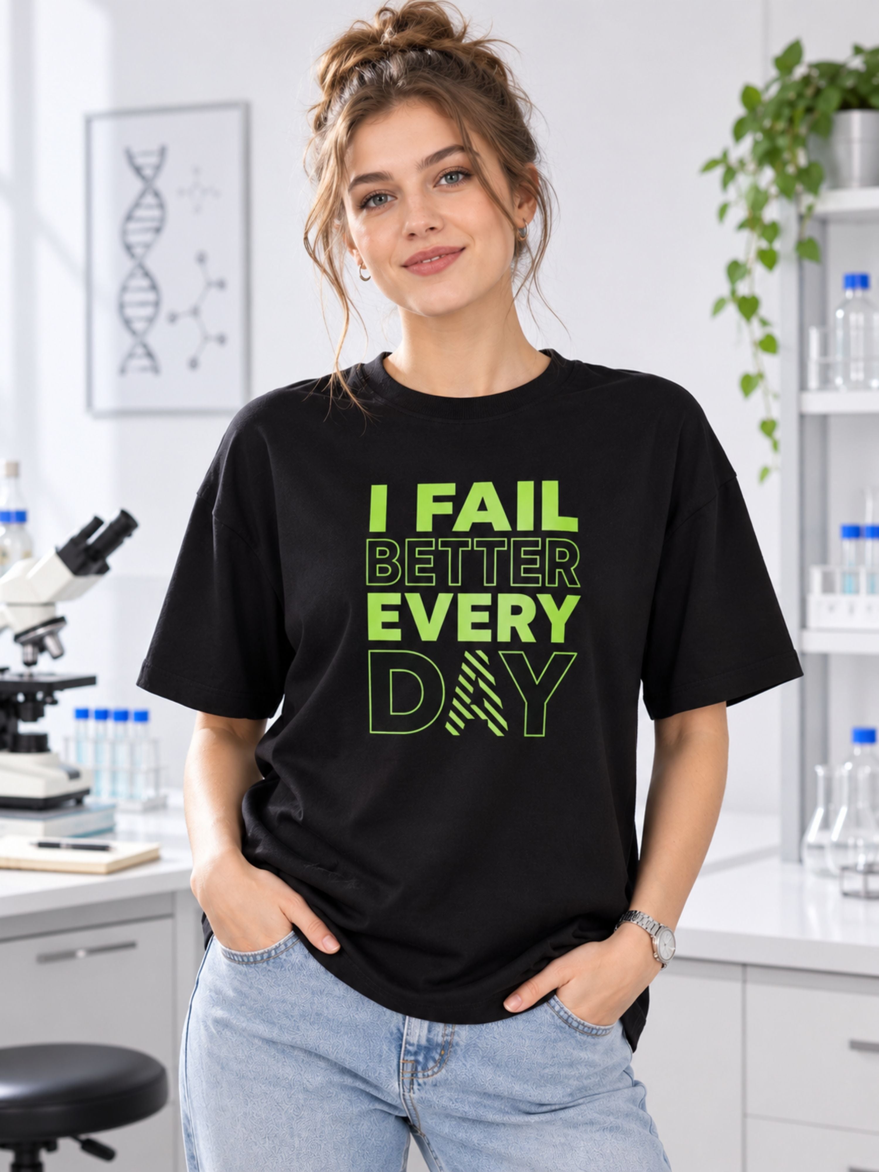 Medical Researcher | I Fail Better Every Day | Oversized T-shirt For Women