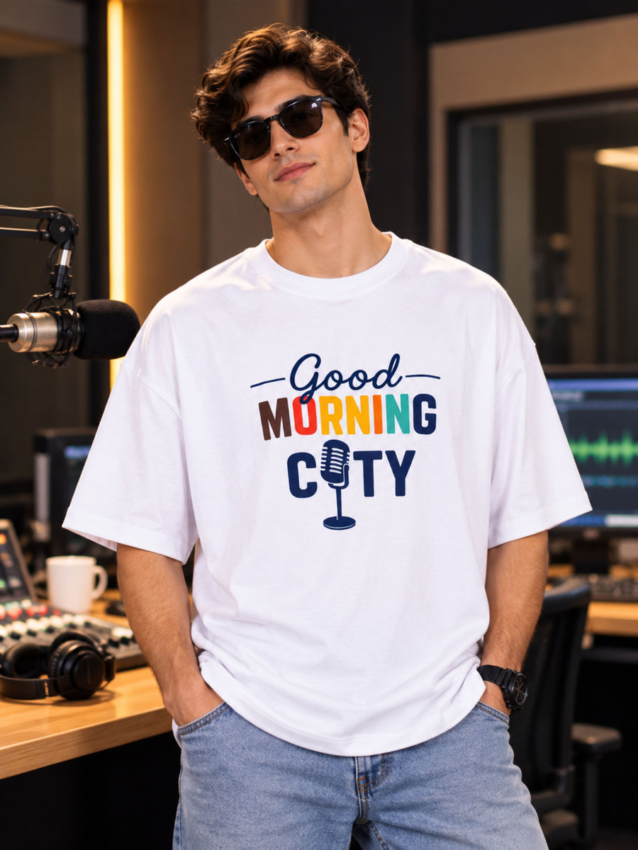 Radio Jockey | Good Morning City | Oversized Printed Tshirt For Men