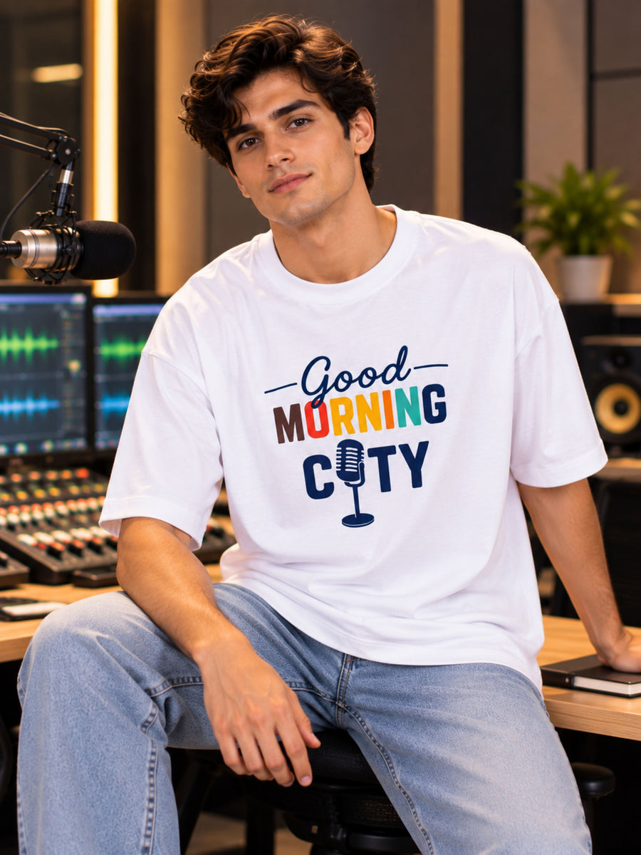 Radio Jockey | Good Morning City | Oversized Printed Tshirt For Men