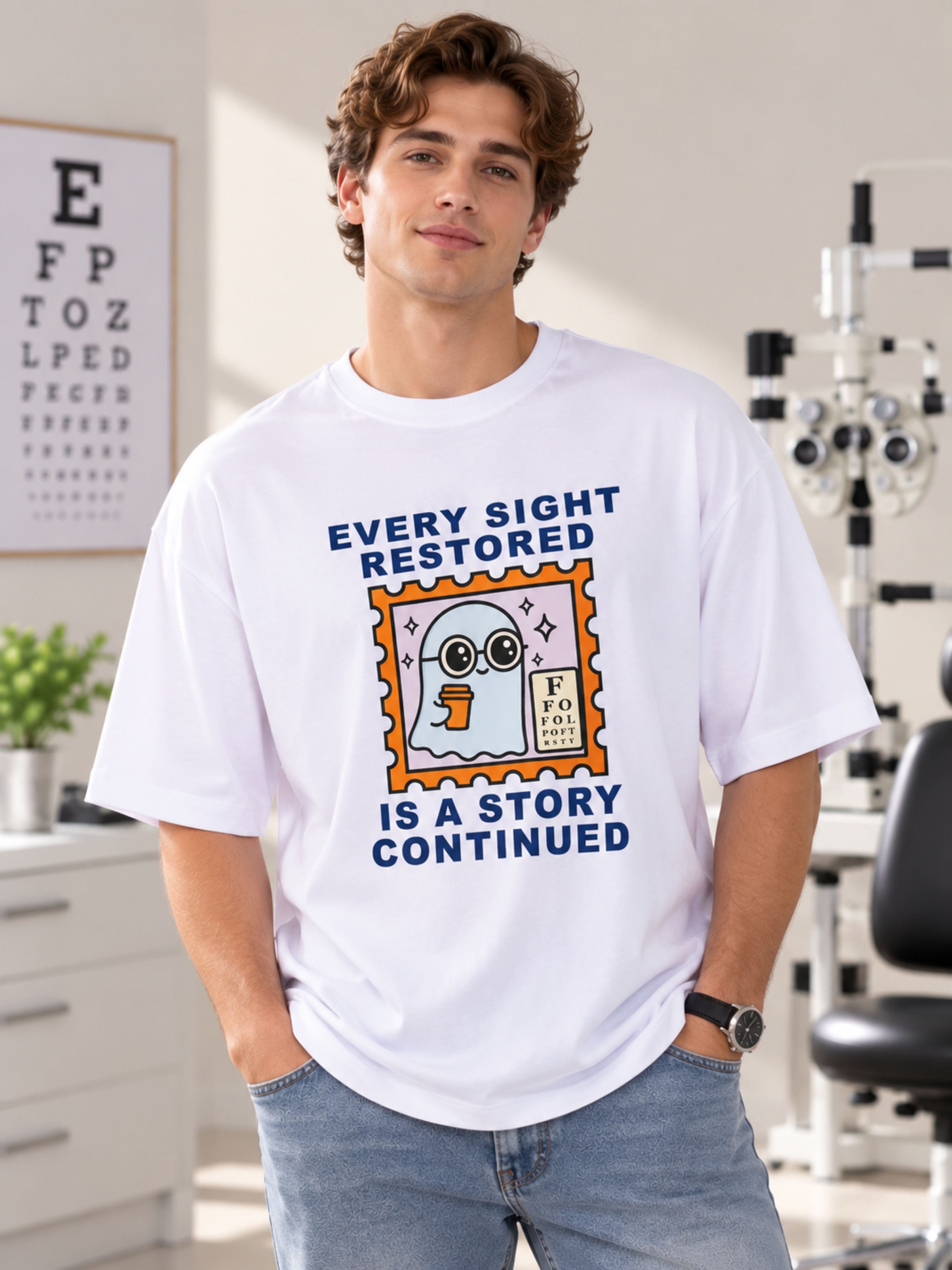 Opthalmologist | Every Sight Restored Is A Story Continued | Oversized T-shirt For Men