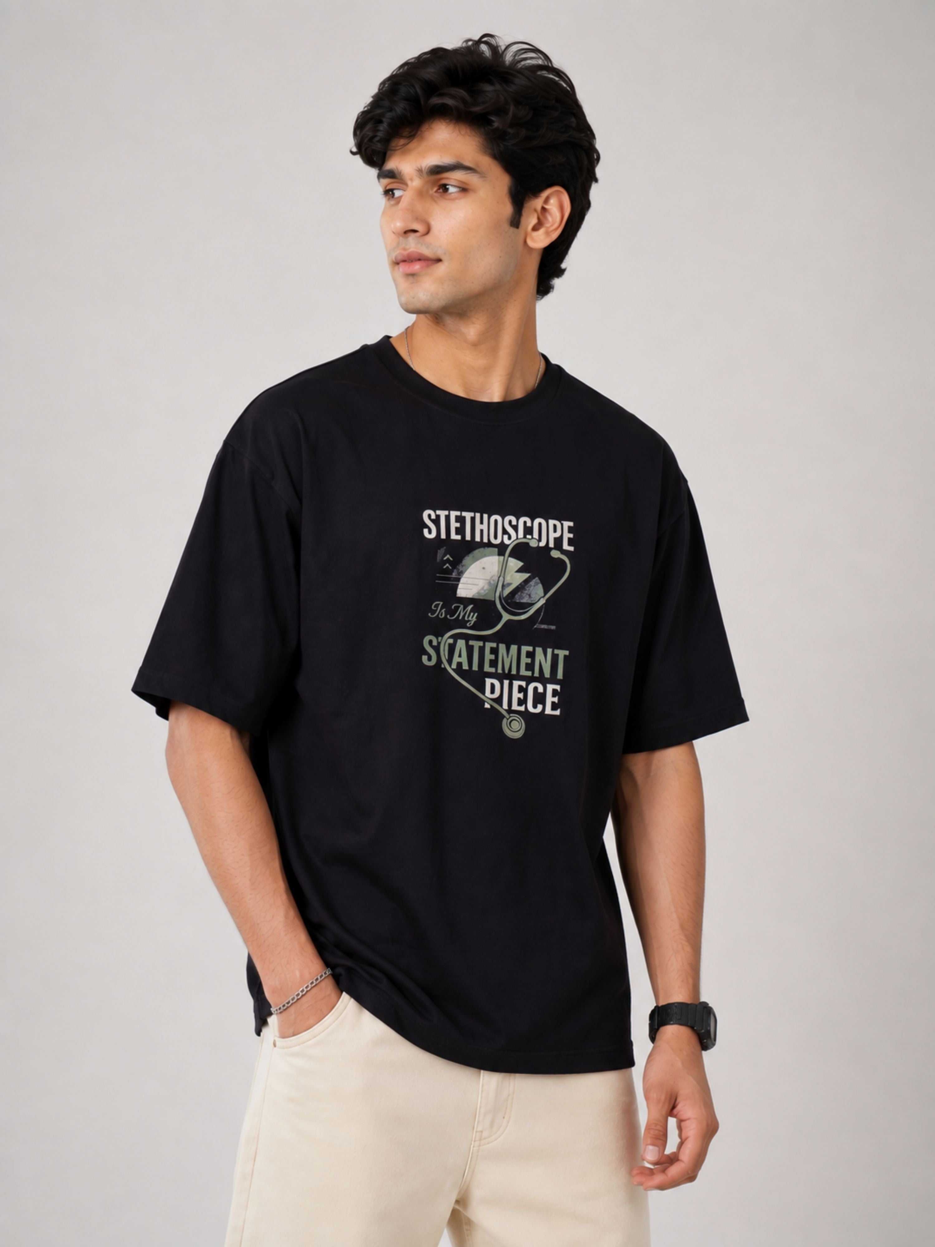 Physician | Stethoscope Is My Statement Piece | Oversized Cool Printed Tshirt For Men