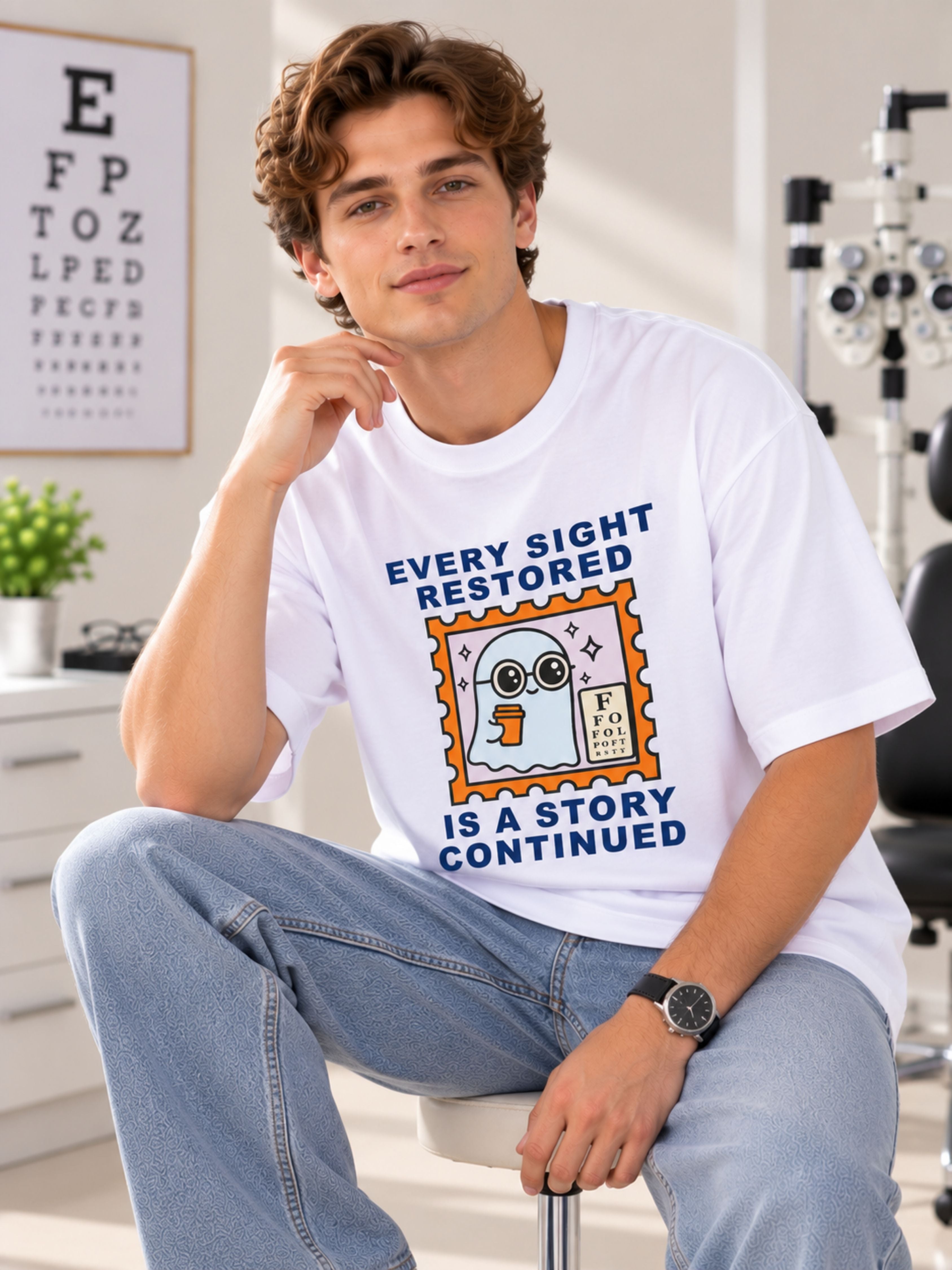 Opthalmologist | Every Sight Restored Is A Story Continued | Oversized T-shirt For Men