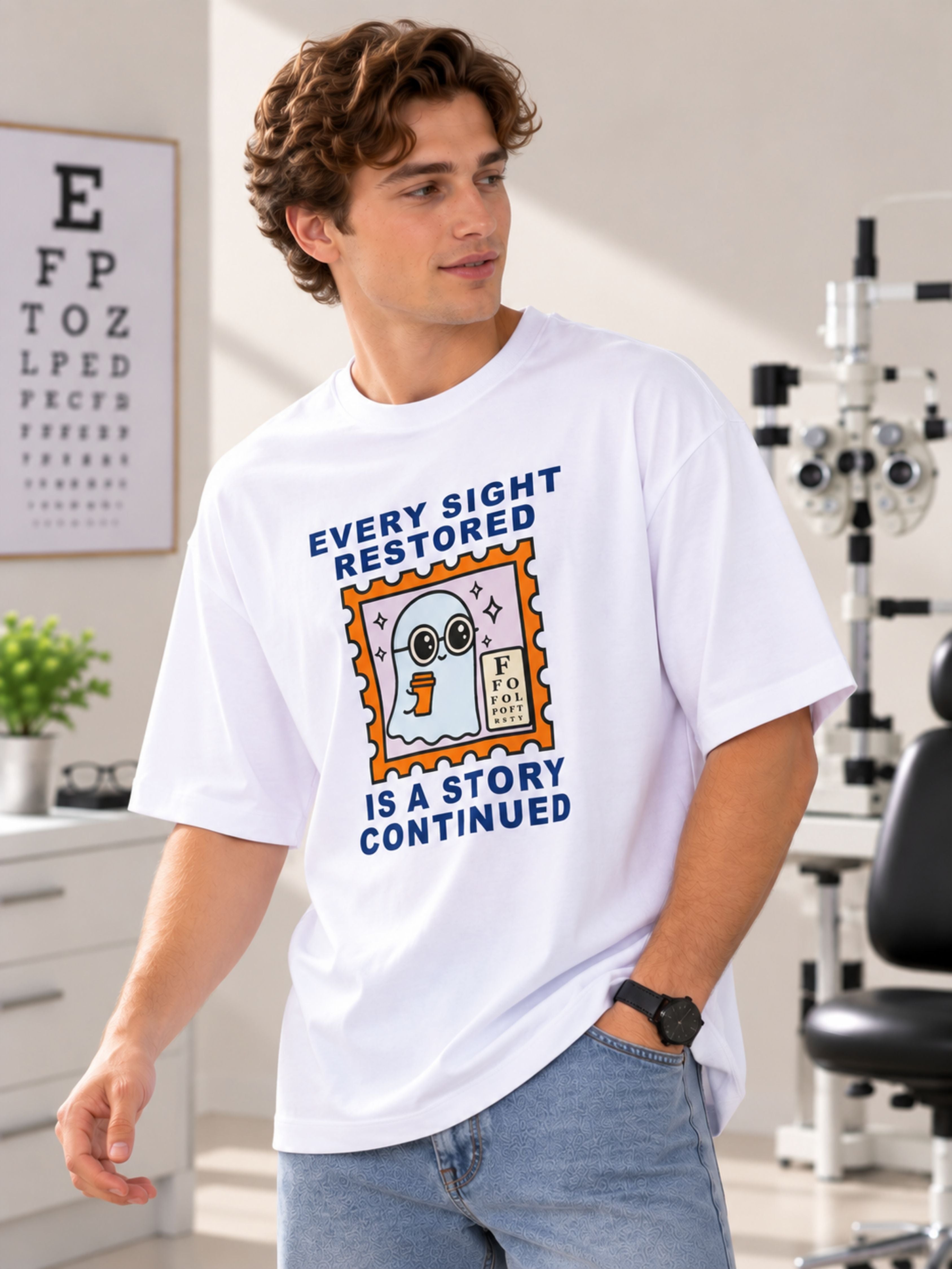 Opthalmologist | Every Sight Restored Is A Story Continued | Oversized T-shirt For Men