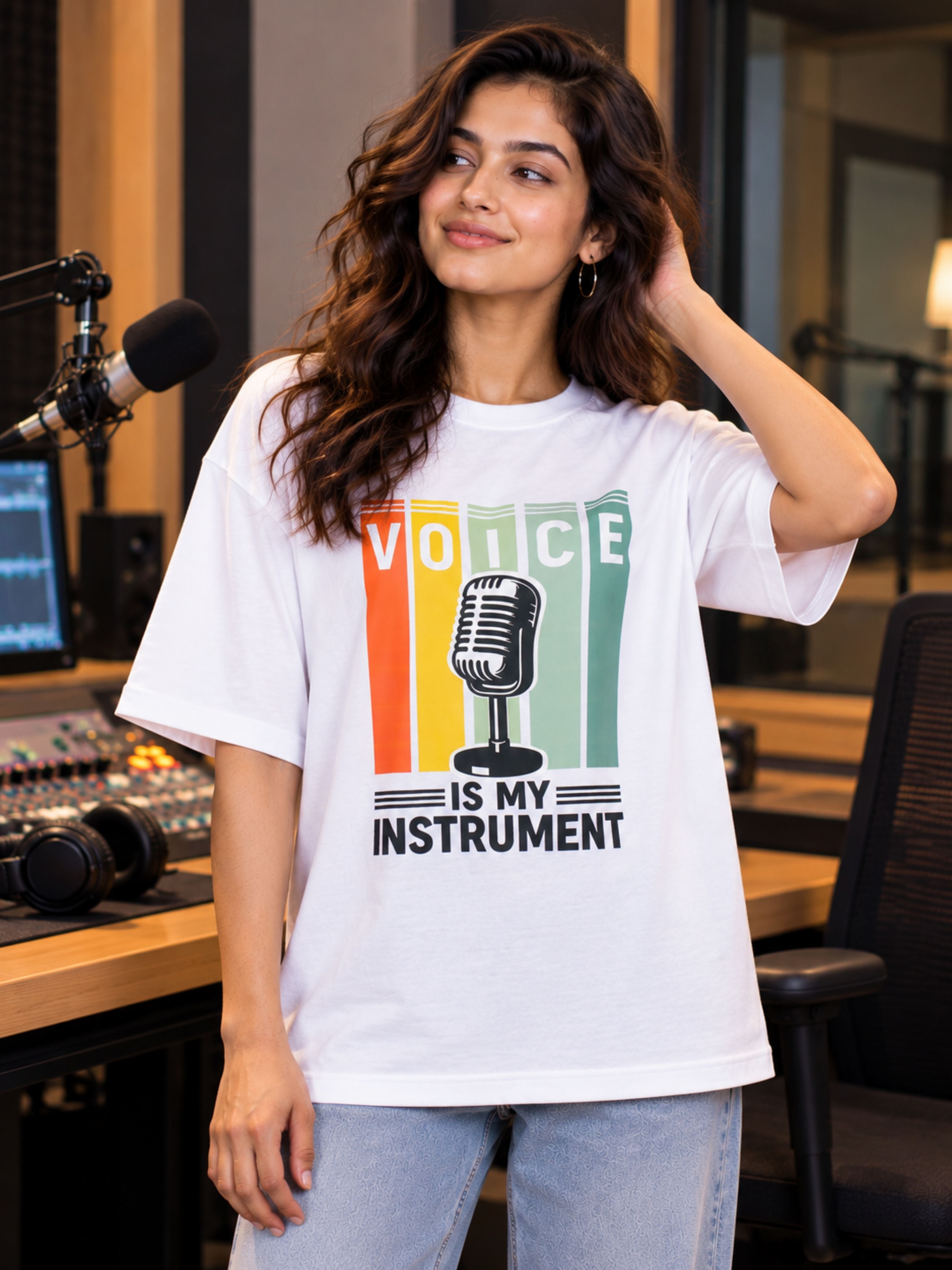 Radio Jockey | Voice Is My Instrument | Oversized Tshirt For Women