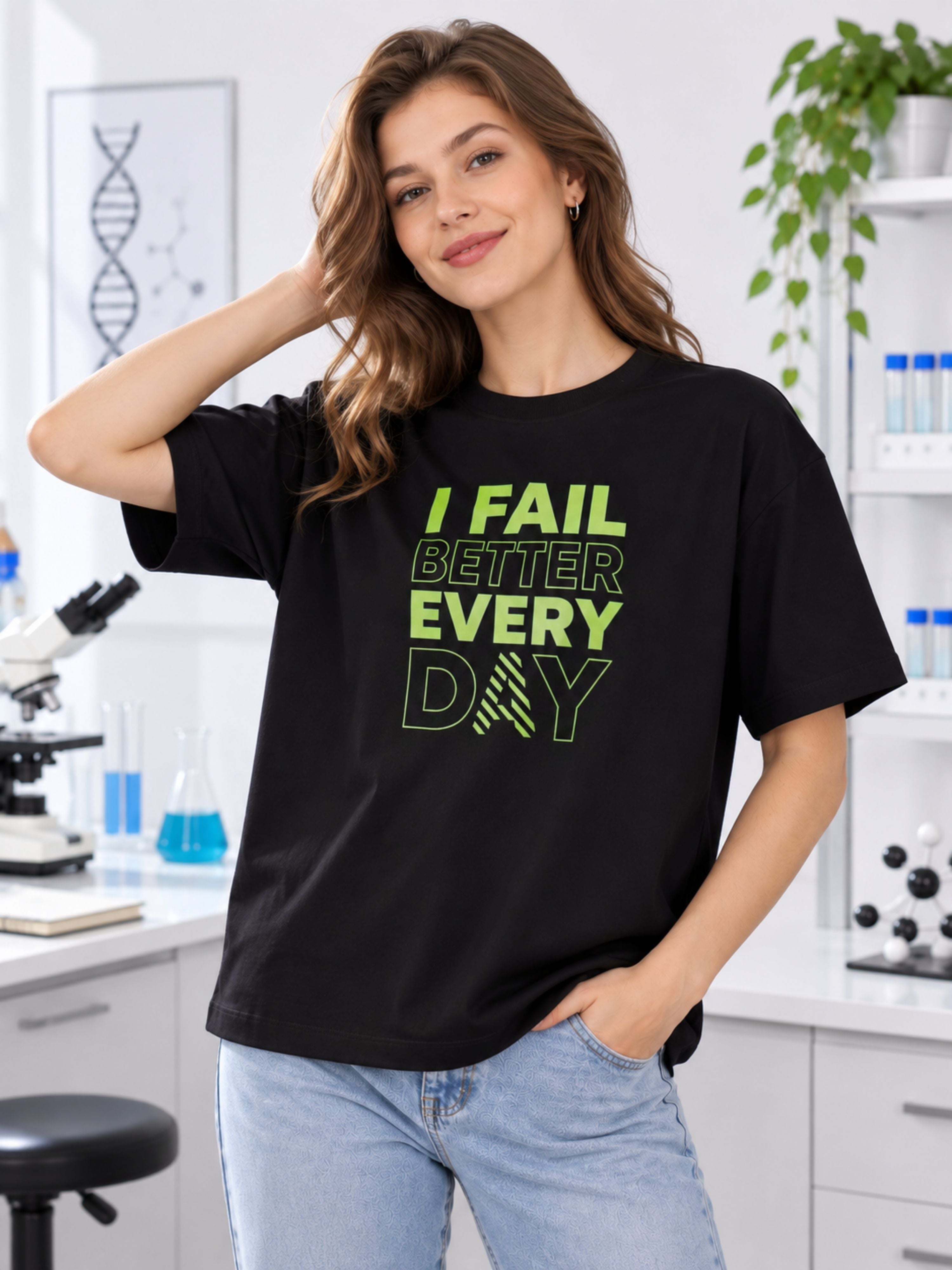 Medical Researcher | I Fail Better Every Day | Oversized T-shirt For Women