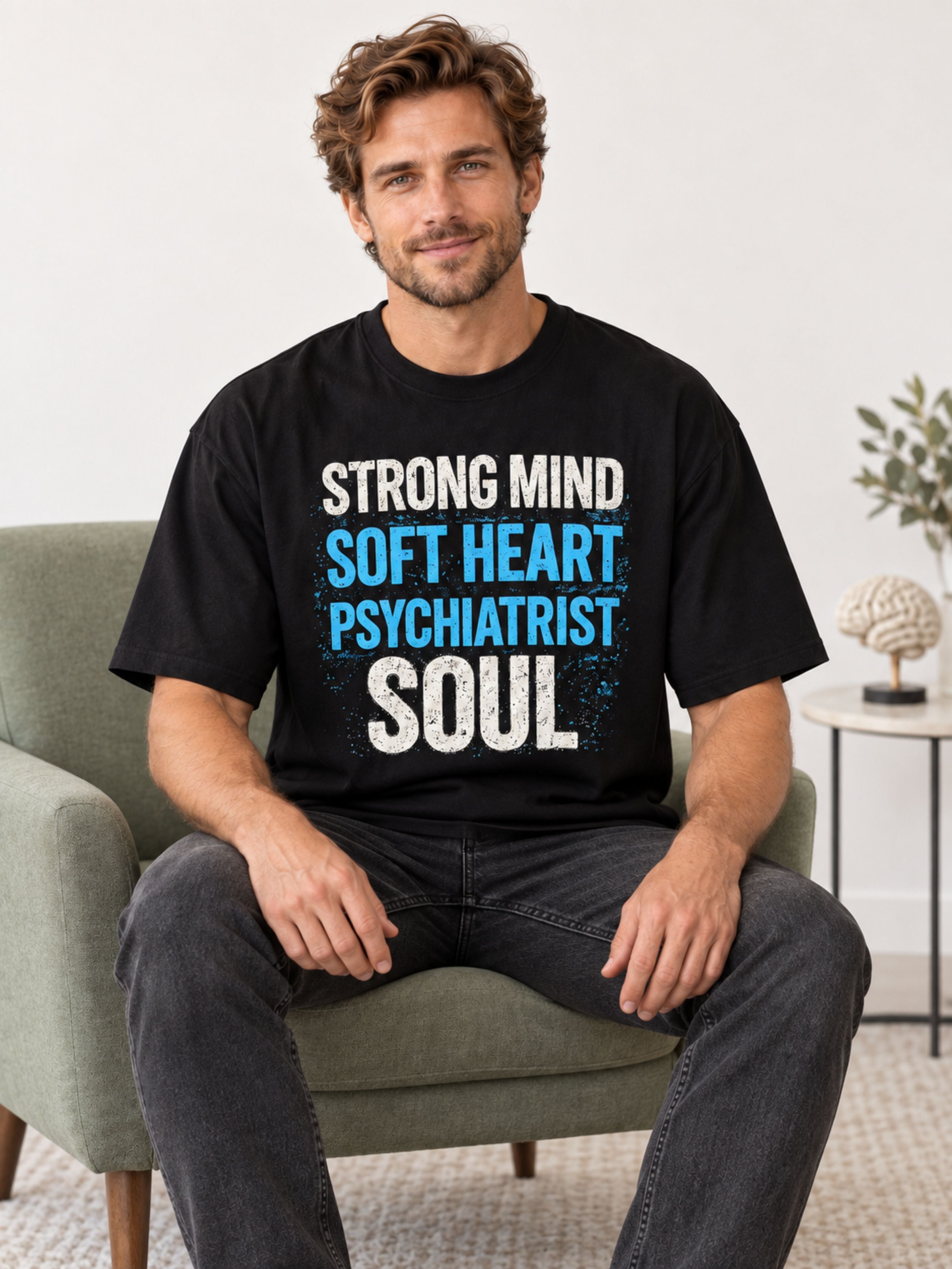 Psychiatrist | Strong Mind. Soft Heart. Psychiatrist Soul | Oversized T-shirt For Men