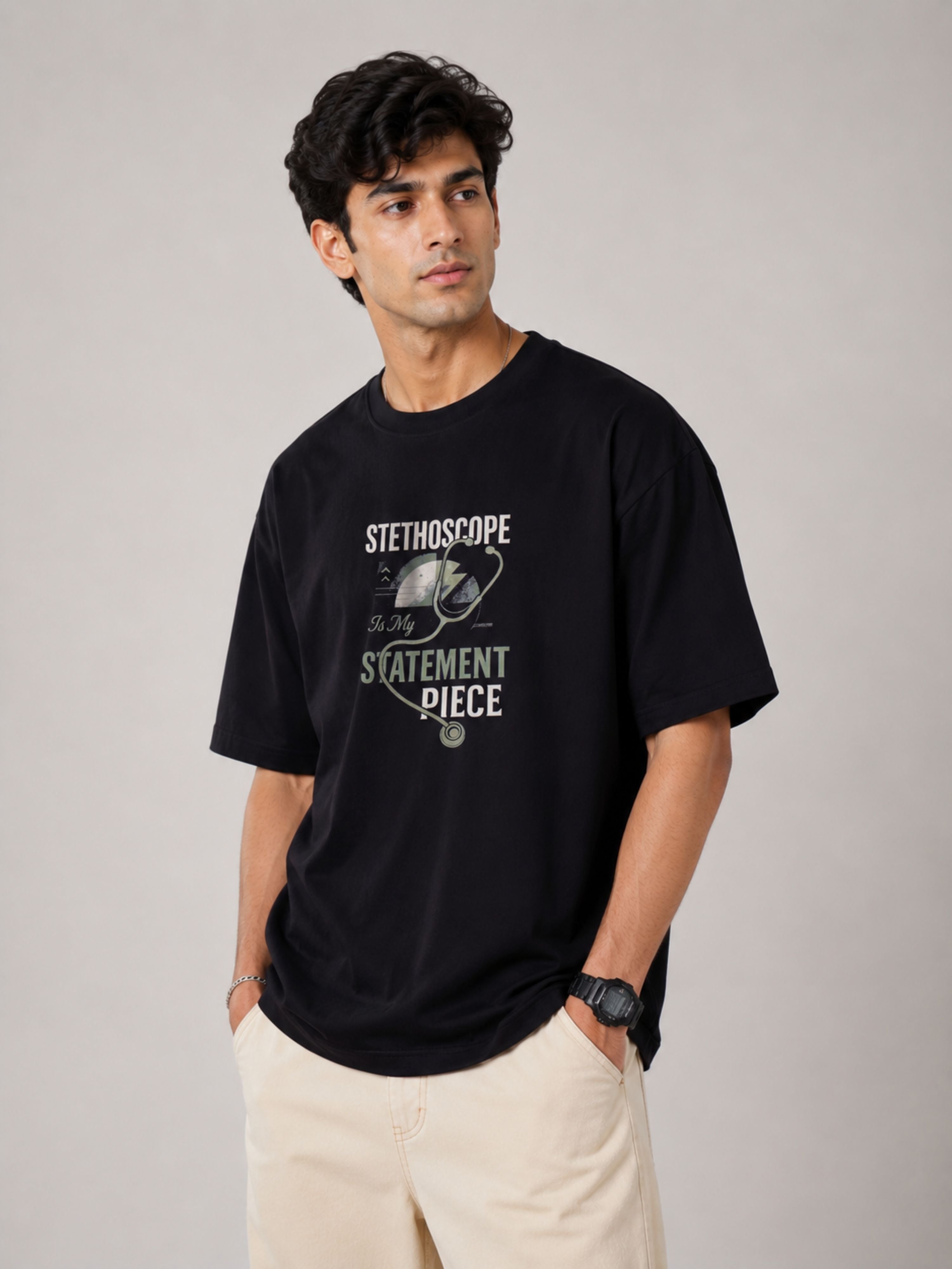 Physician | Stethoscope Is My Statement Piece | Oversized Cool Printed Tshirt For Men