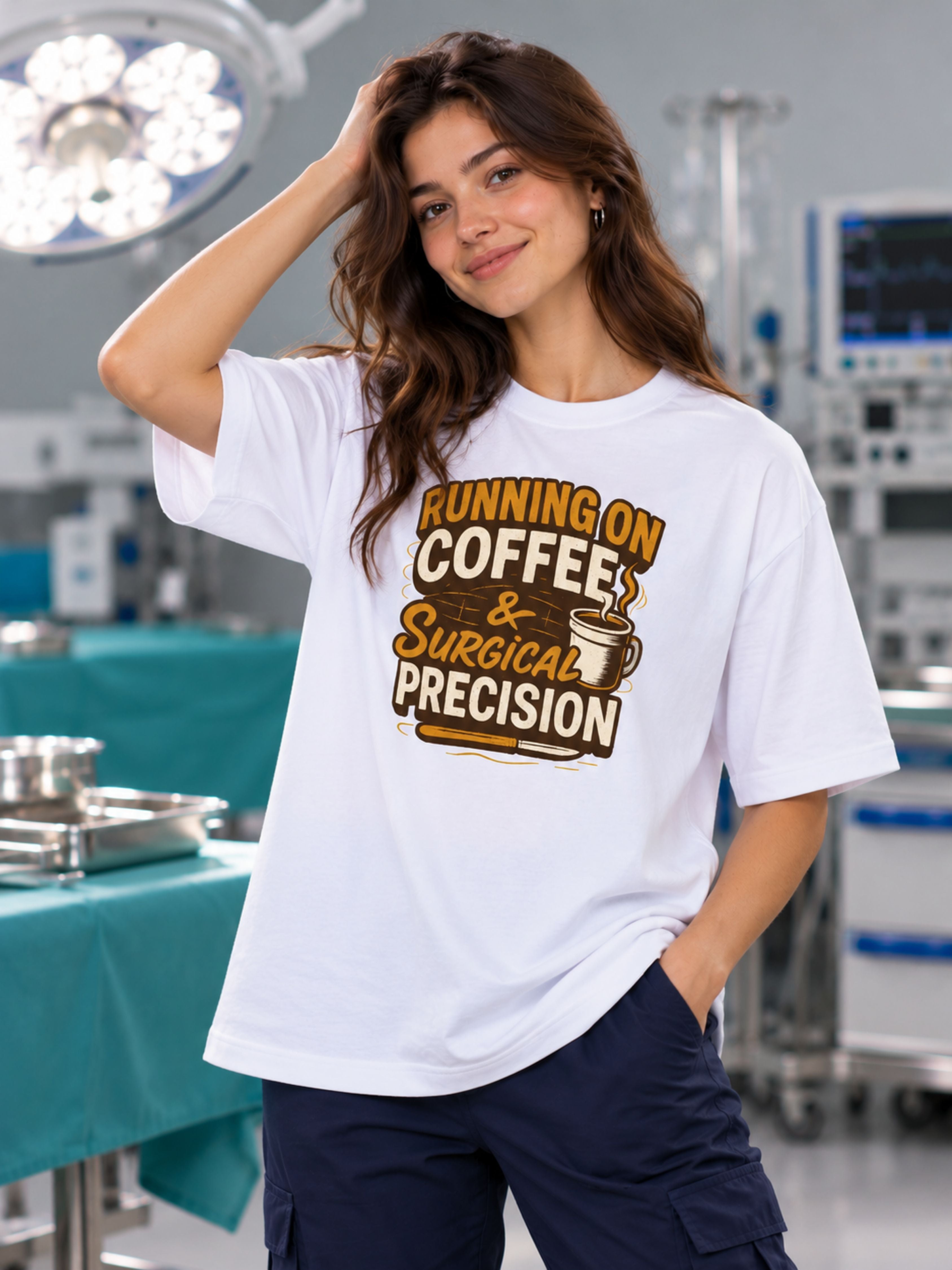 Surgeon | Running On Coffee & Surgical Precision | Oversized Tshirt For Women