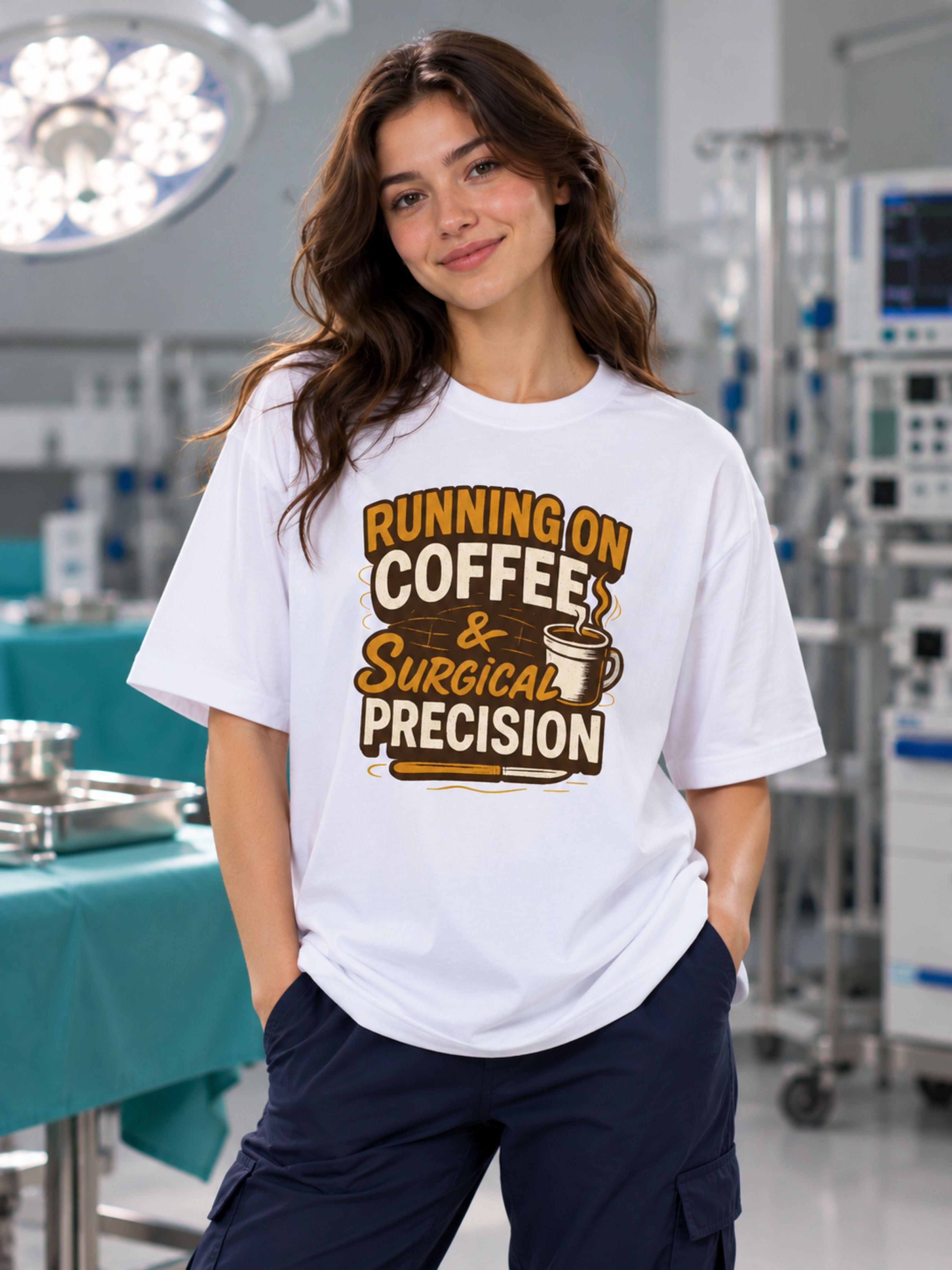 Surgeon | Running On Coffee & Surgical Precision | Oversized Tshirt For Women