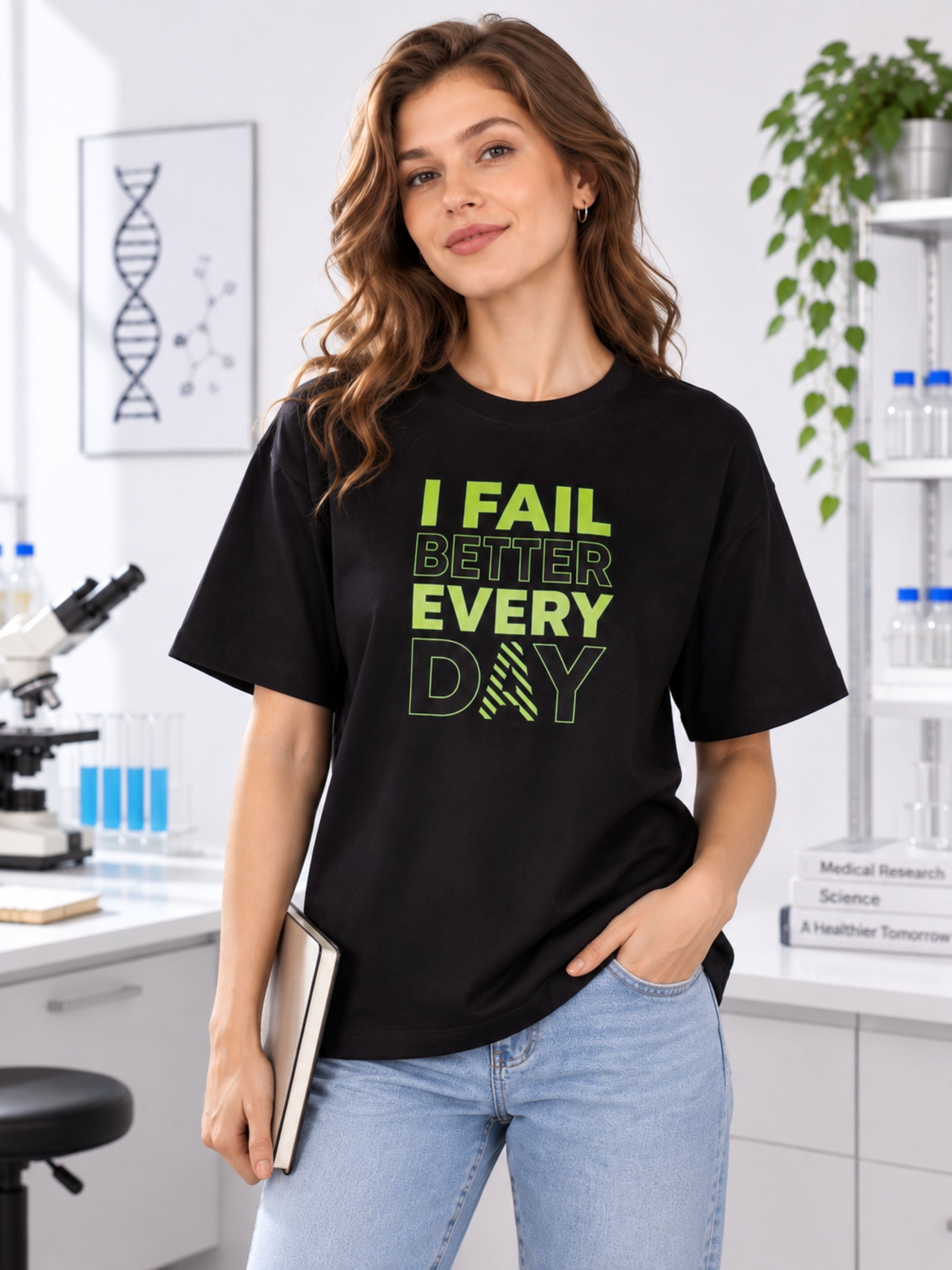 Medical Researcher | I Fail Better Every Day | Oversized T-shirt For Women