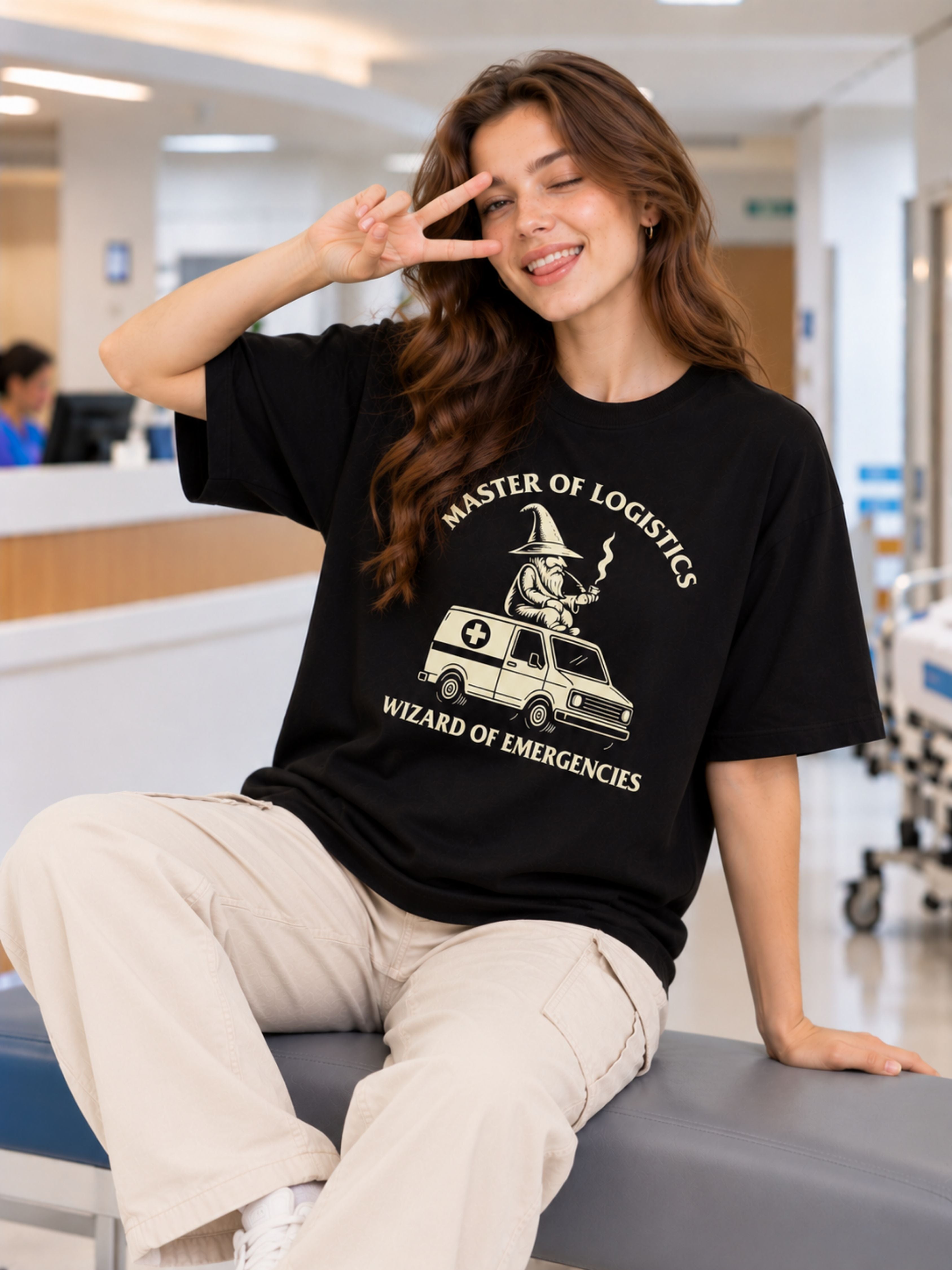 Hospital Administrator | Master Of Logistics. Wizard Of Emergencies | Oversized Tshirt For Women