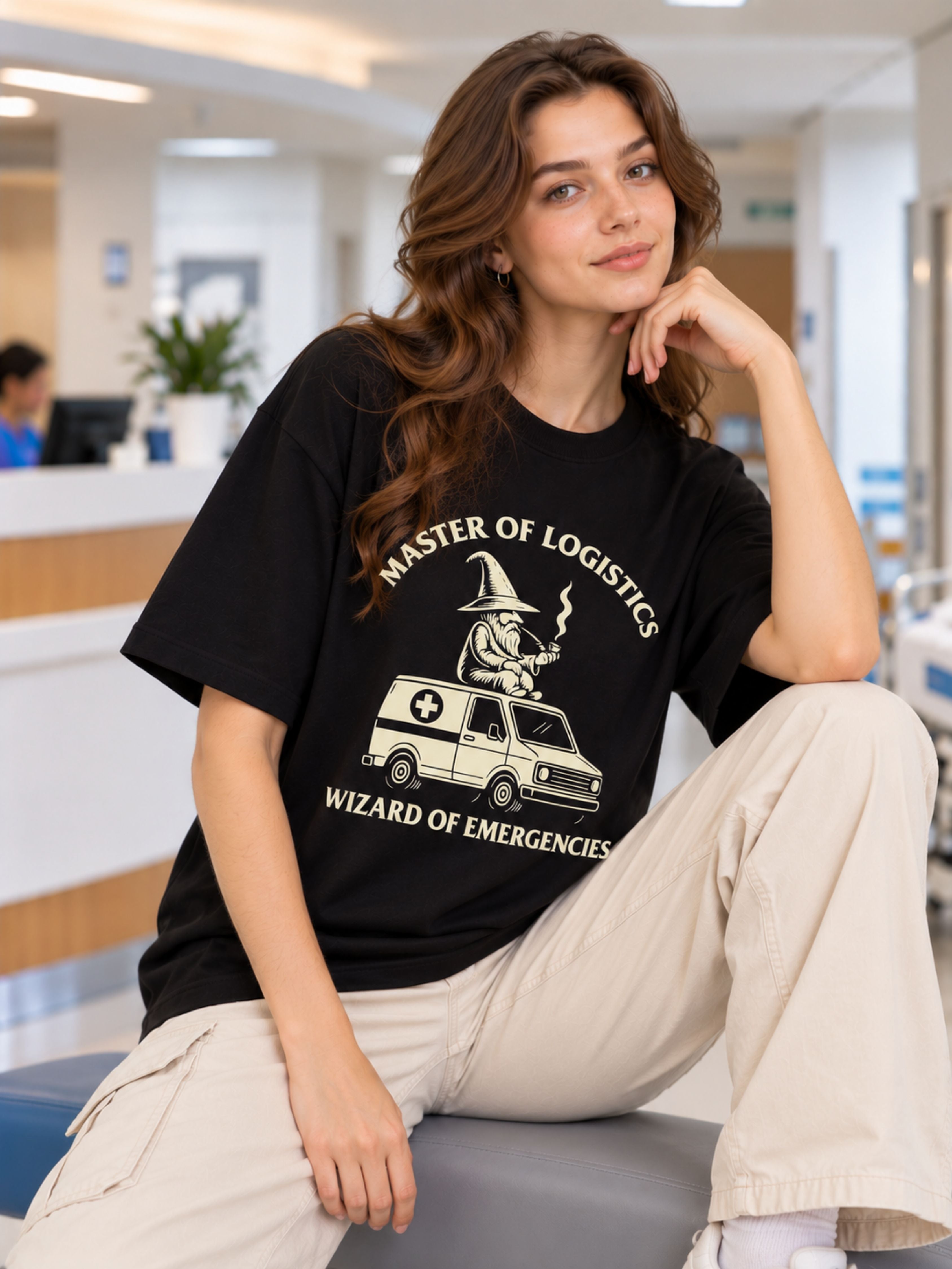 Hospital Administrator | Master Of Logistics. Wizard Of Emergencies | Oversized Tshirt For Women
