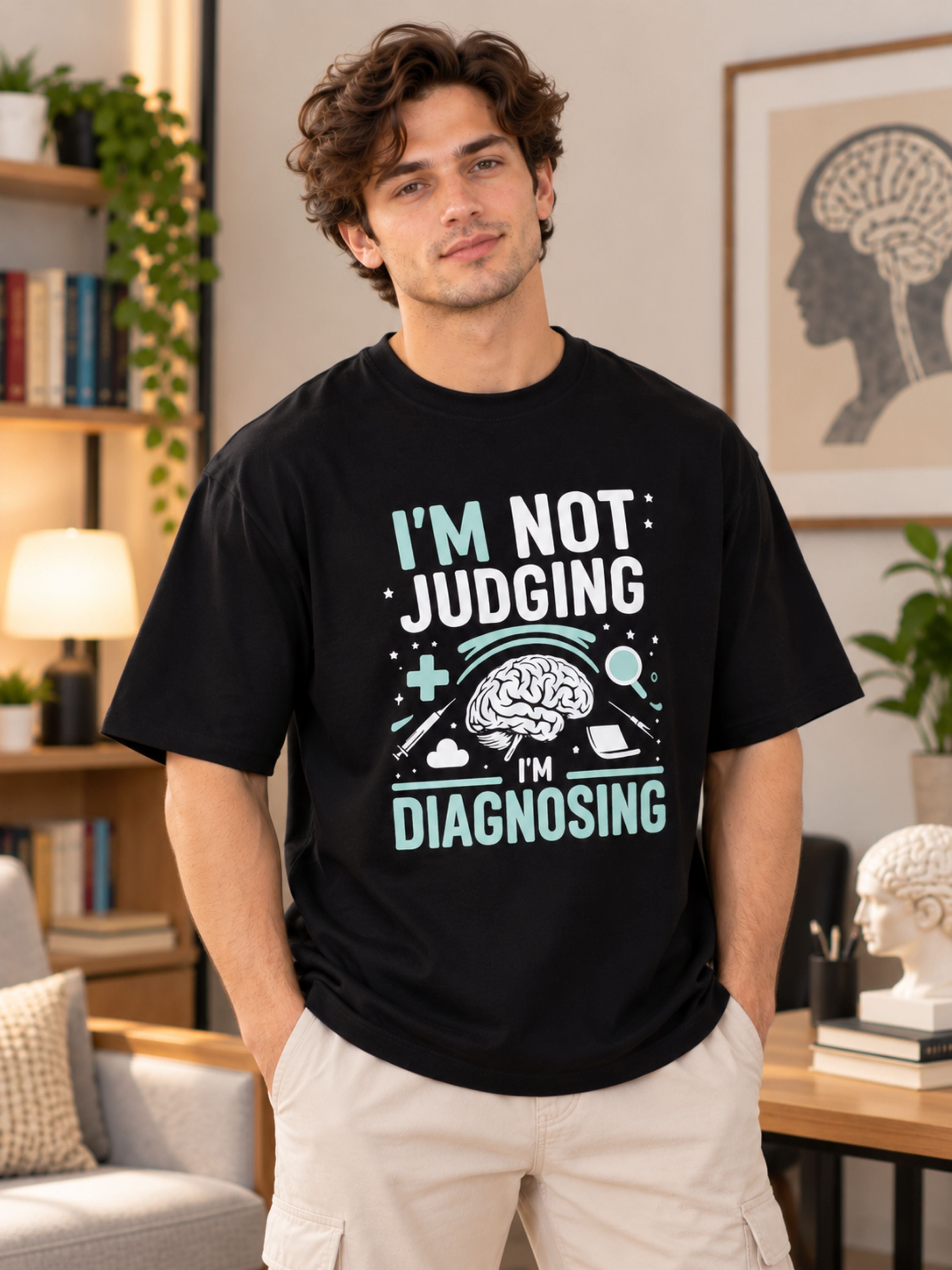 Psychiatrist  | I'm Not Judging, I'm Diagnosing | Oversized T Shirt For Men