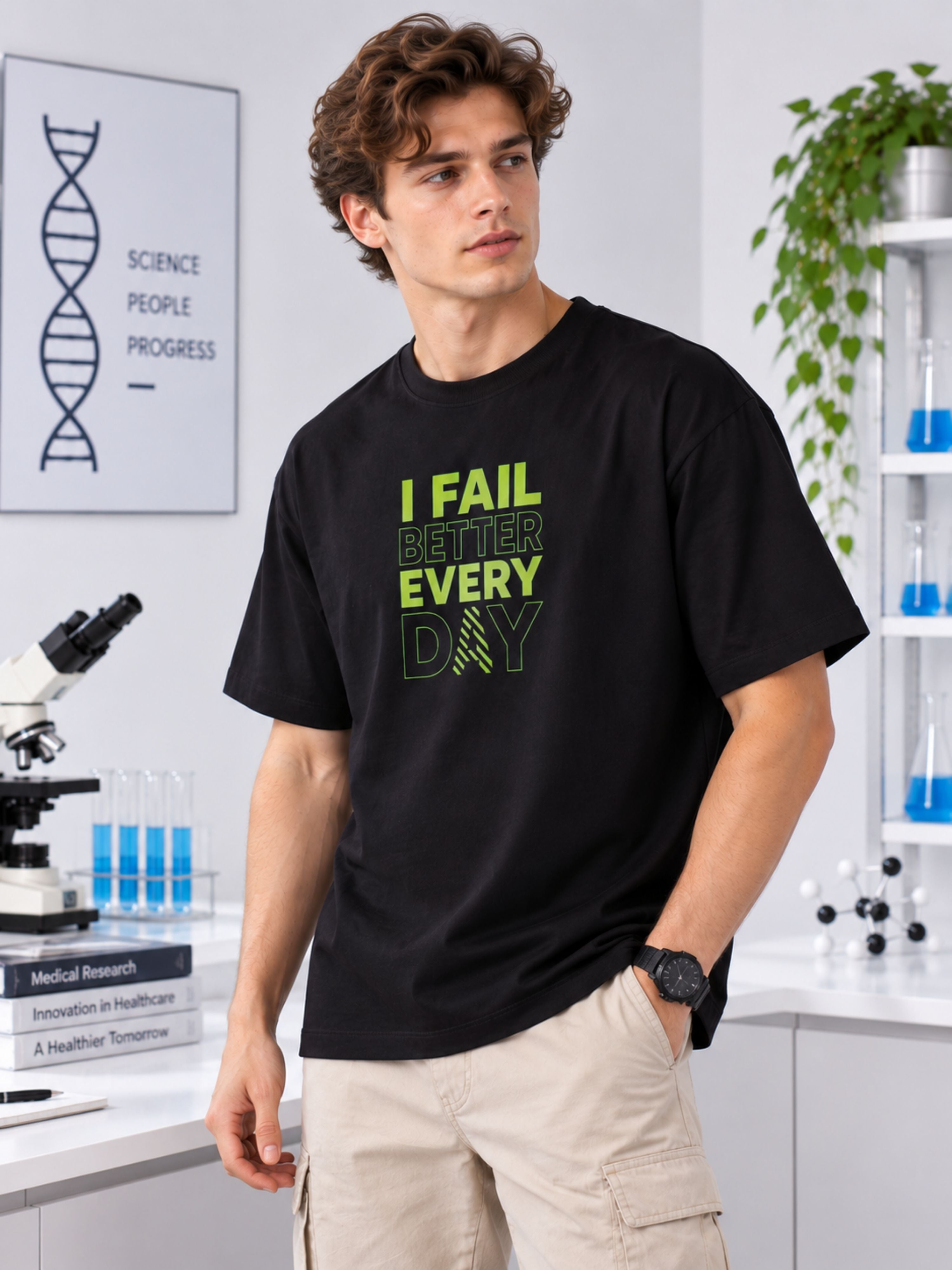 Medical Researcher | I fail better every day | Oversized fit Tshirt