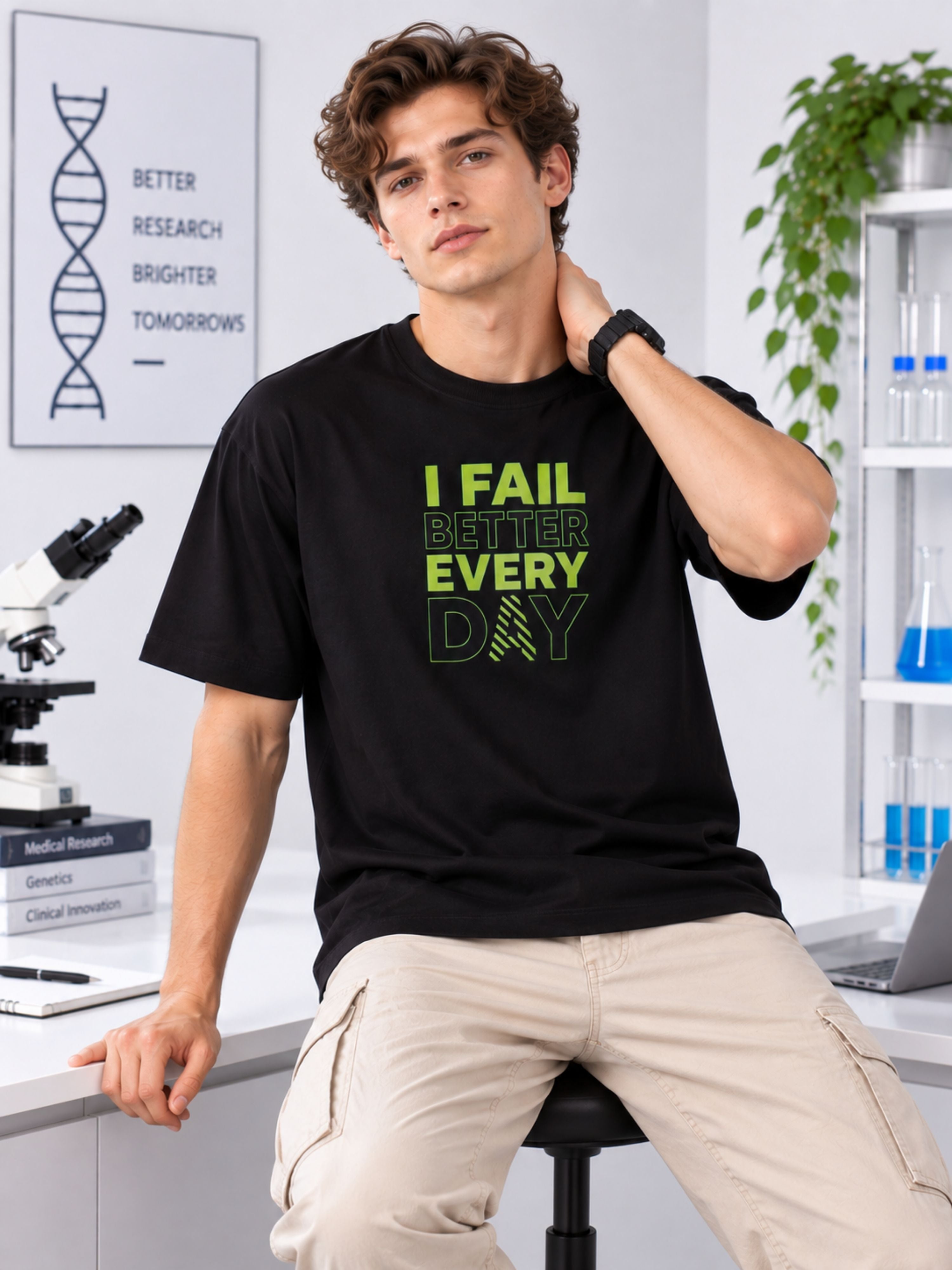 Medical Researcher | I fail better every day | Oversized fit Tshirt