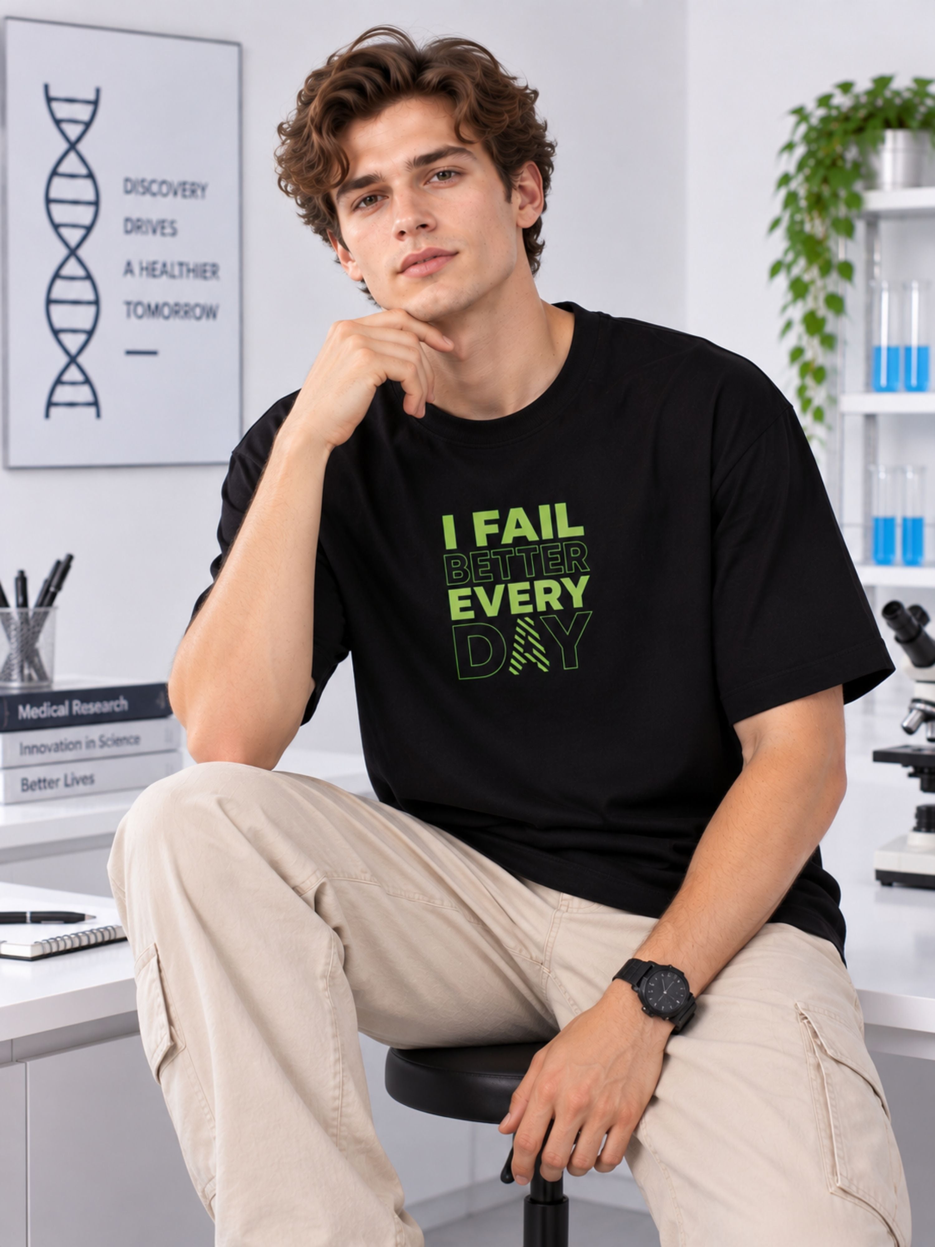 Medical Researcher | I fail better every day | Oversized fit Tshirt