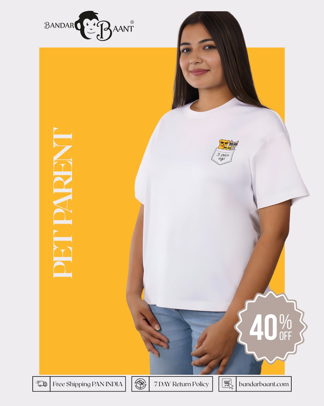 3 Pets Ago Pet Parent Oversized T-shirt For Women 6