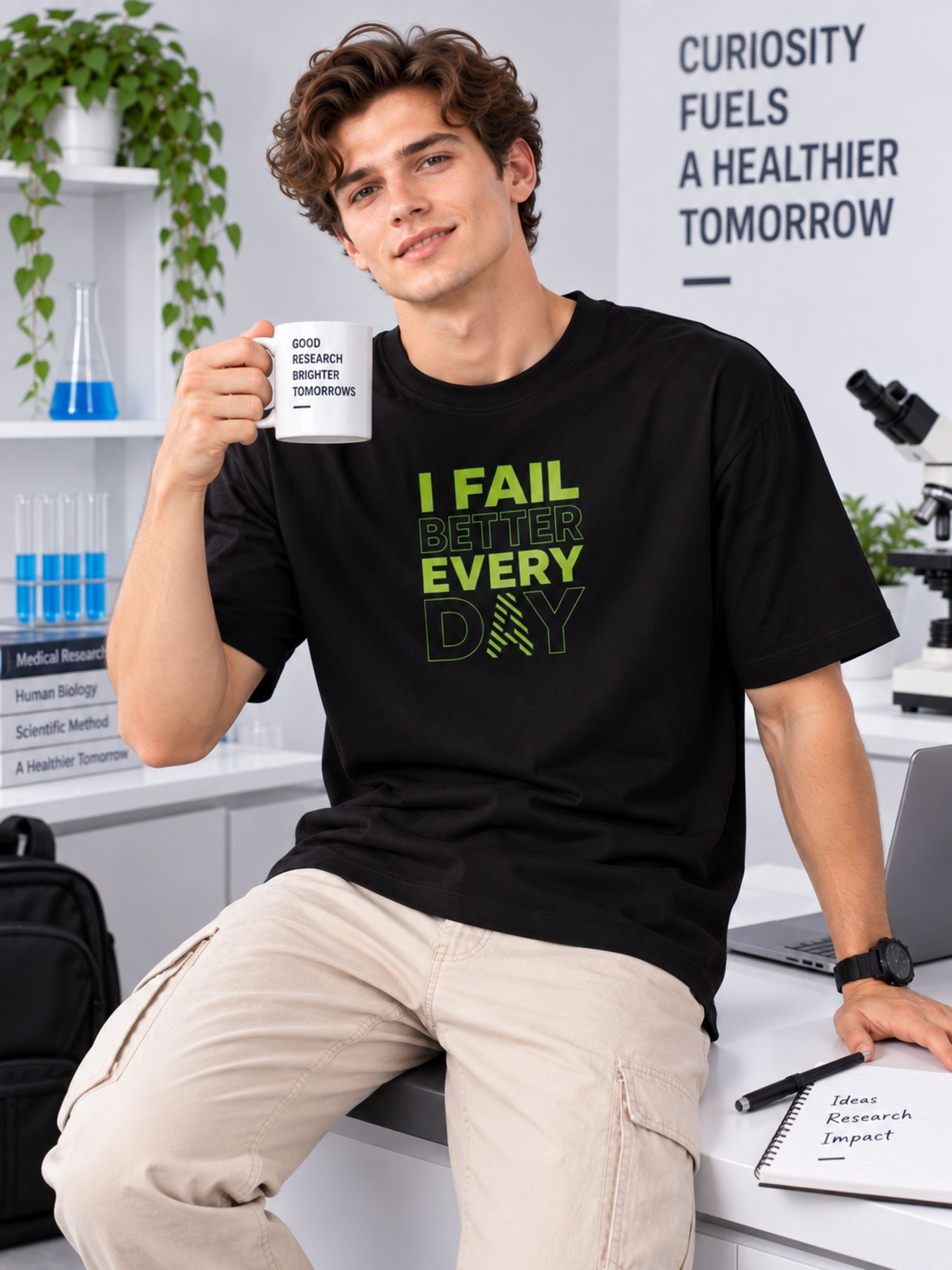 Medical Researcher | I fail better every day | Oversized fit Tshirt