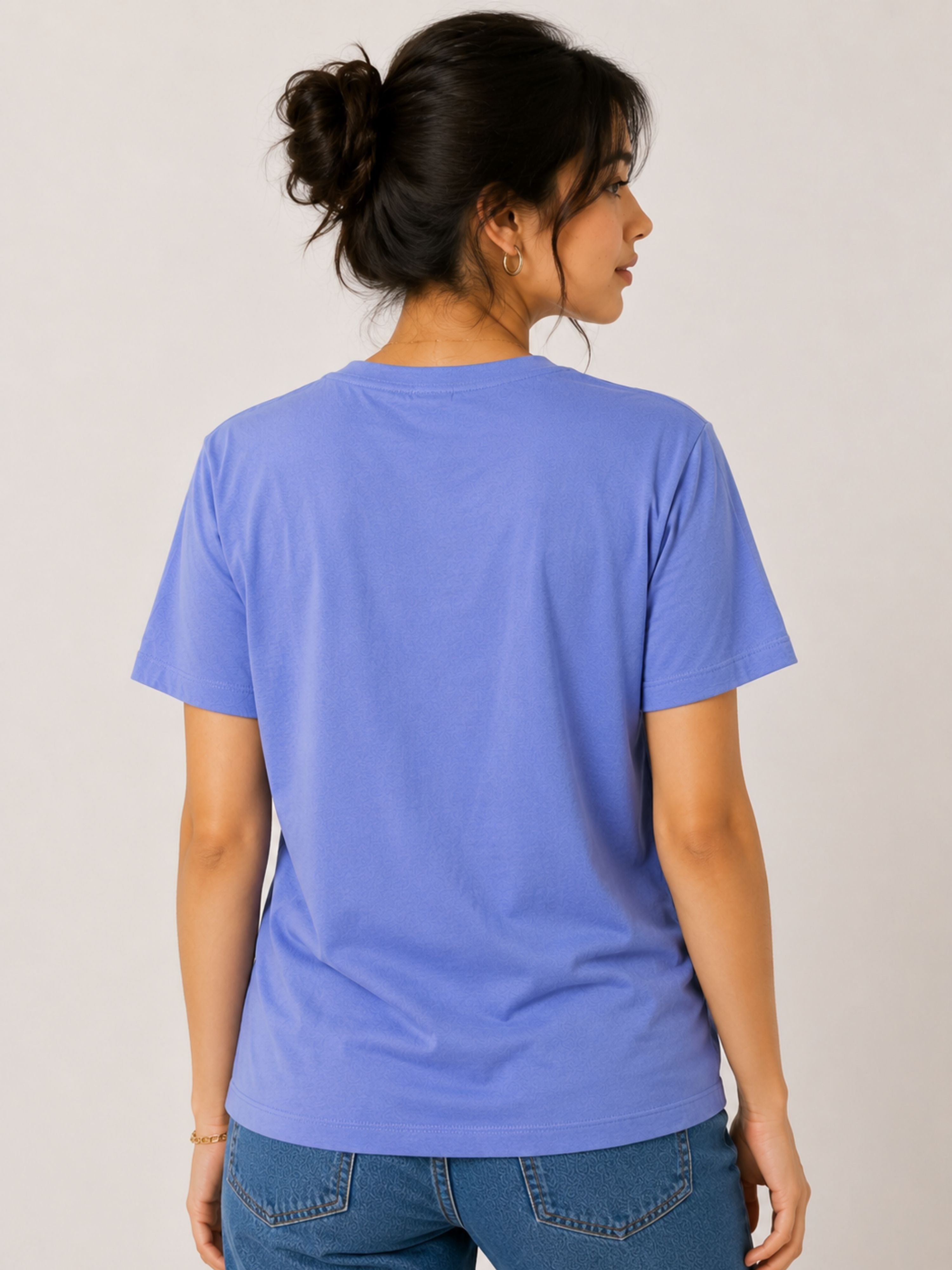 Lavender Blue Cotton T-Shirt for Women | Regular Fit Vibe Tee