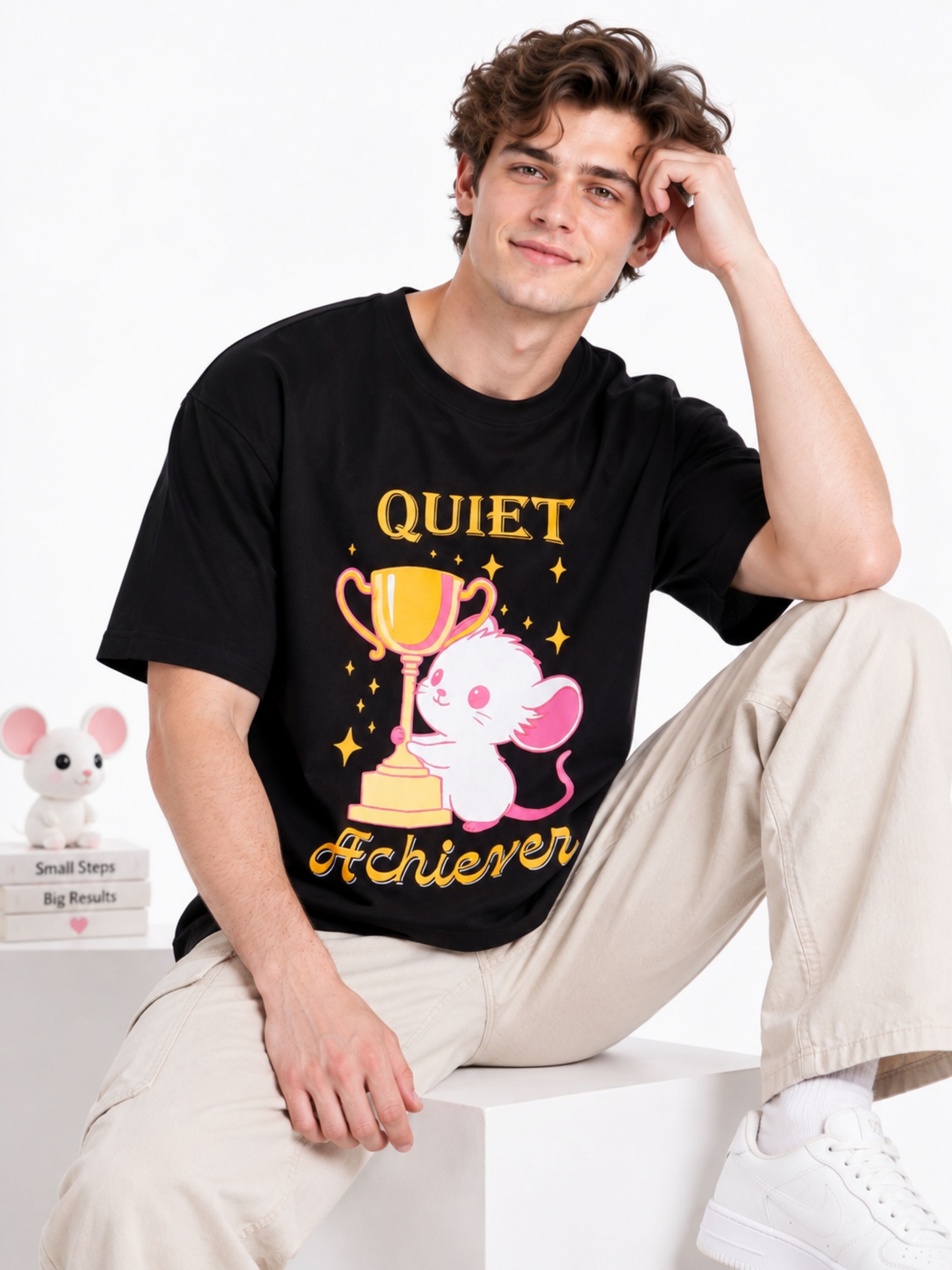 Quiet Achiever | Mouse Animal Archetype Oversized T-Shirt For Men