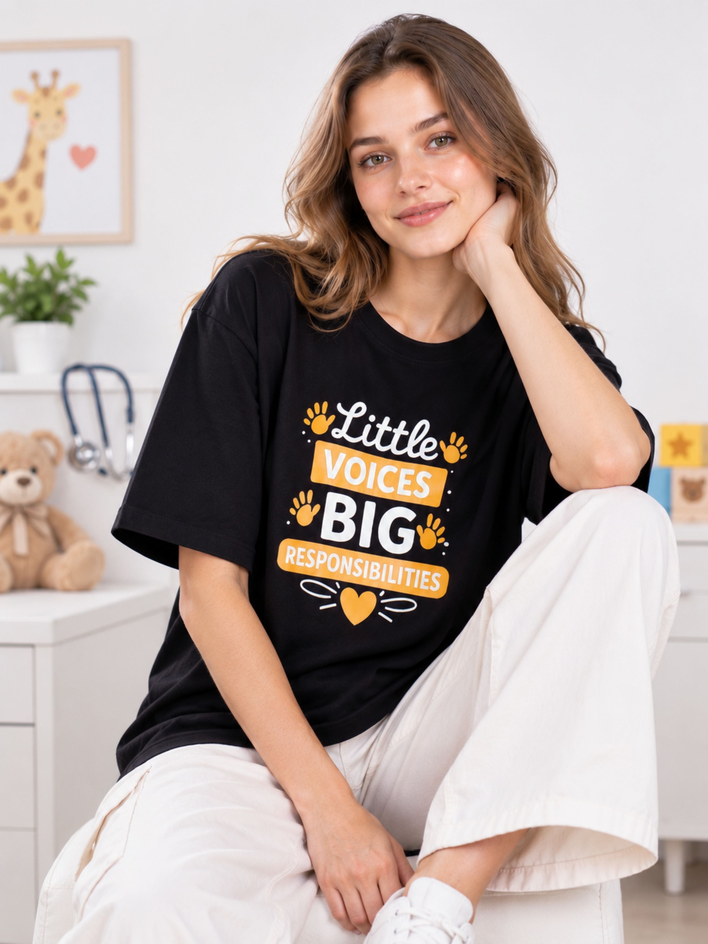Paediatrician | Little Voices, Big Responsibilities | Oversized fit Tshirt